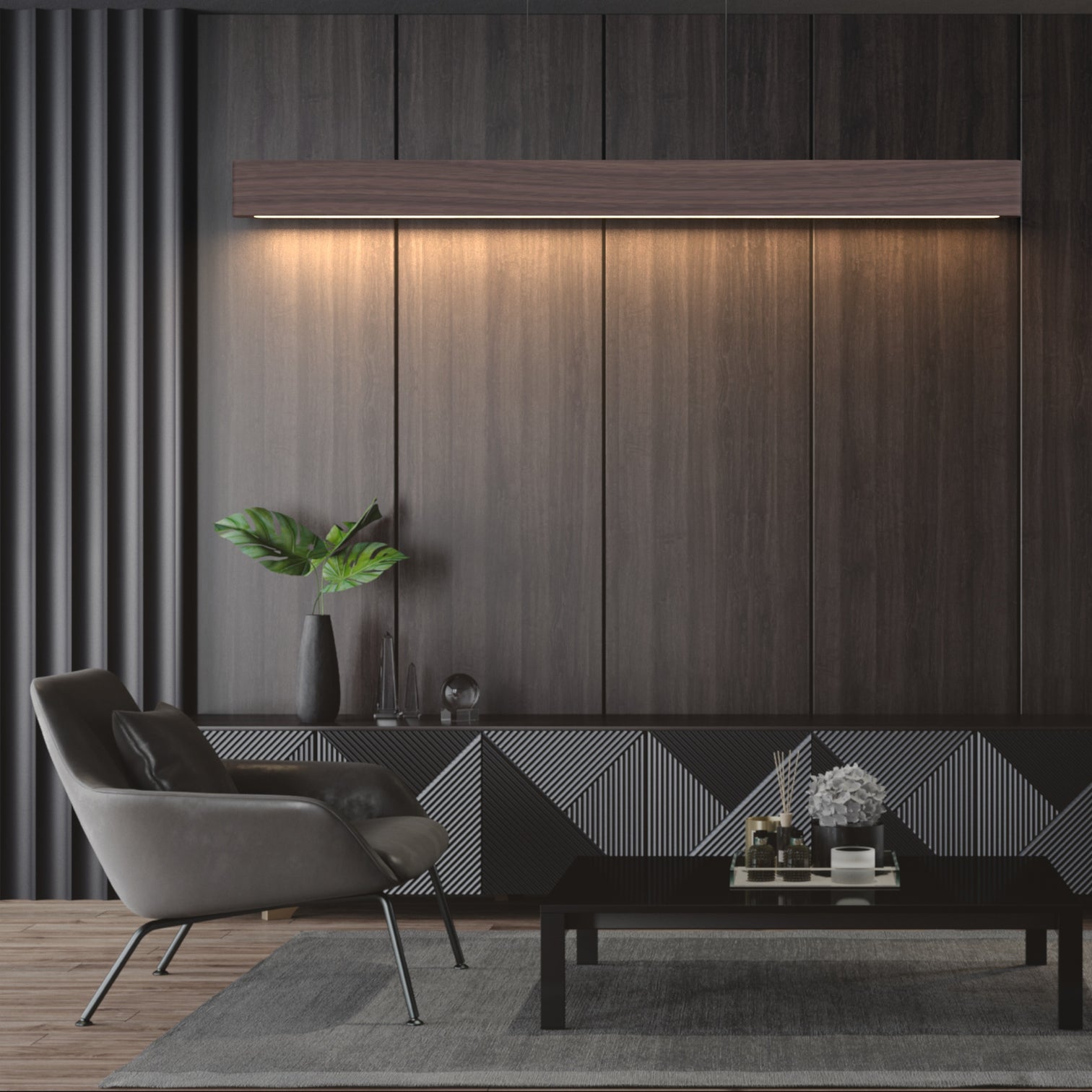 REBECA Nordic Style LED Dimmable Wood Linear Light Fixtures Office Kitchen Island for Dining Room - 7Pandas Australia