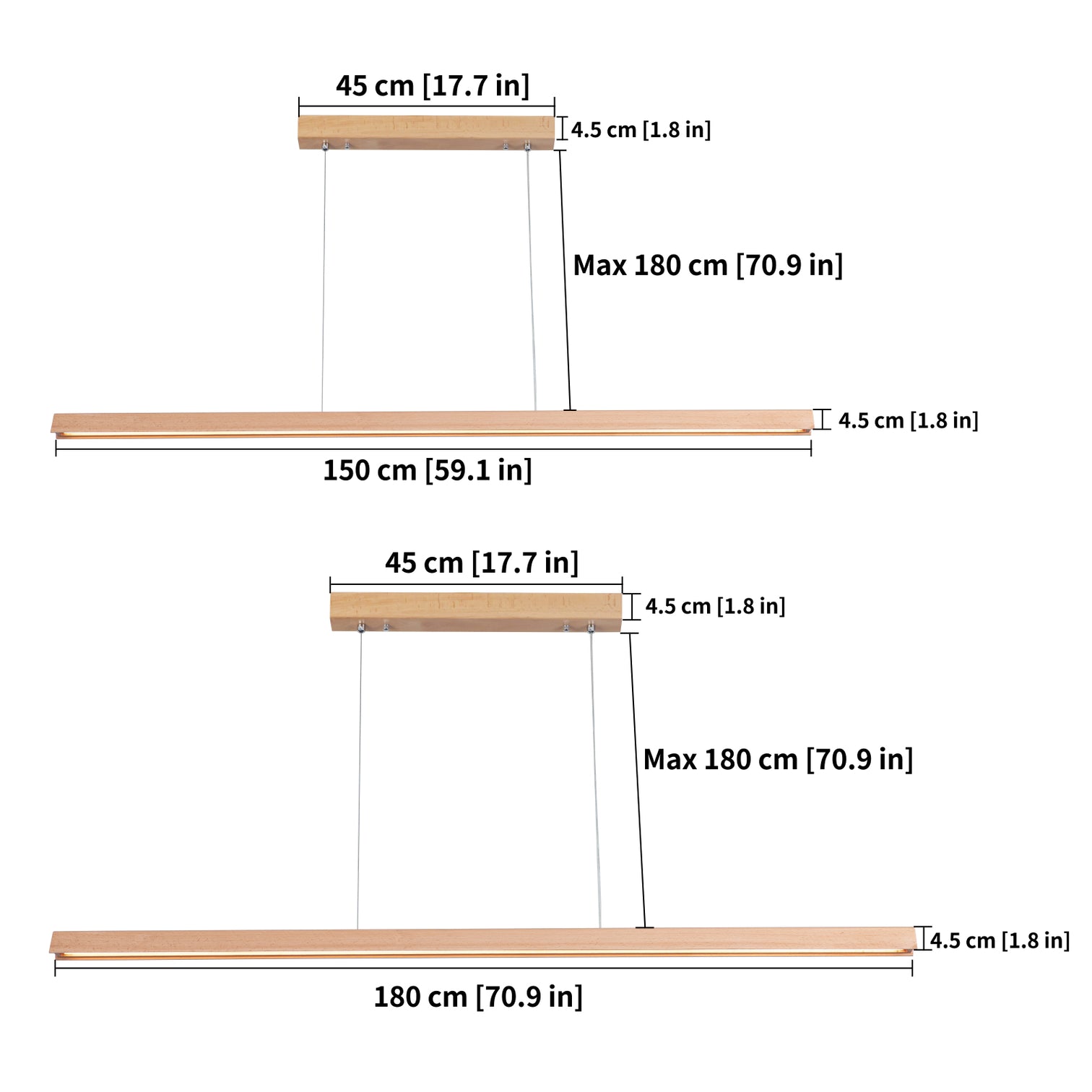 RAIN LED Beech Wood Linear Pendant Light 28W Kitchen Island BenchTop 3CCT dimmable - 7Pandas Australia