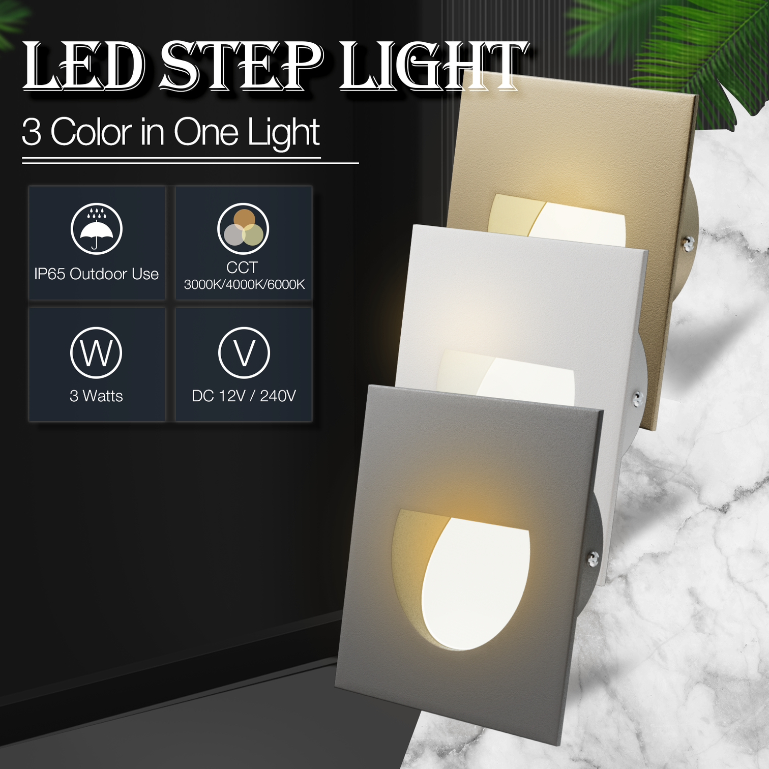 4PACK LED Outdoor Step ST316 ST317 Light 3W 3CCT Selectable Colour Temperature IP65 - 7Pandas Australia
