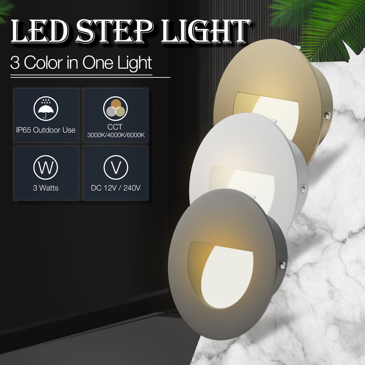 4PACK LED Outdoor Step ST316 ST317 Light 3W 3CCT Selectable Colour Temperature IP65 - 7Pandas Australia