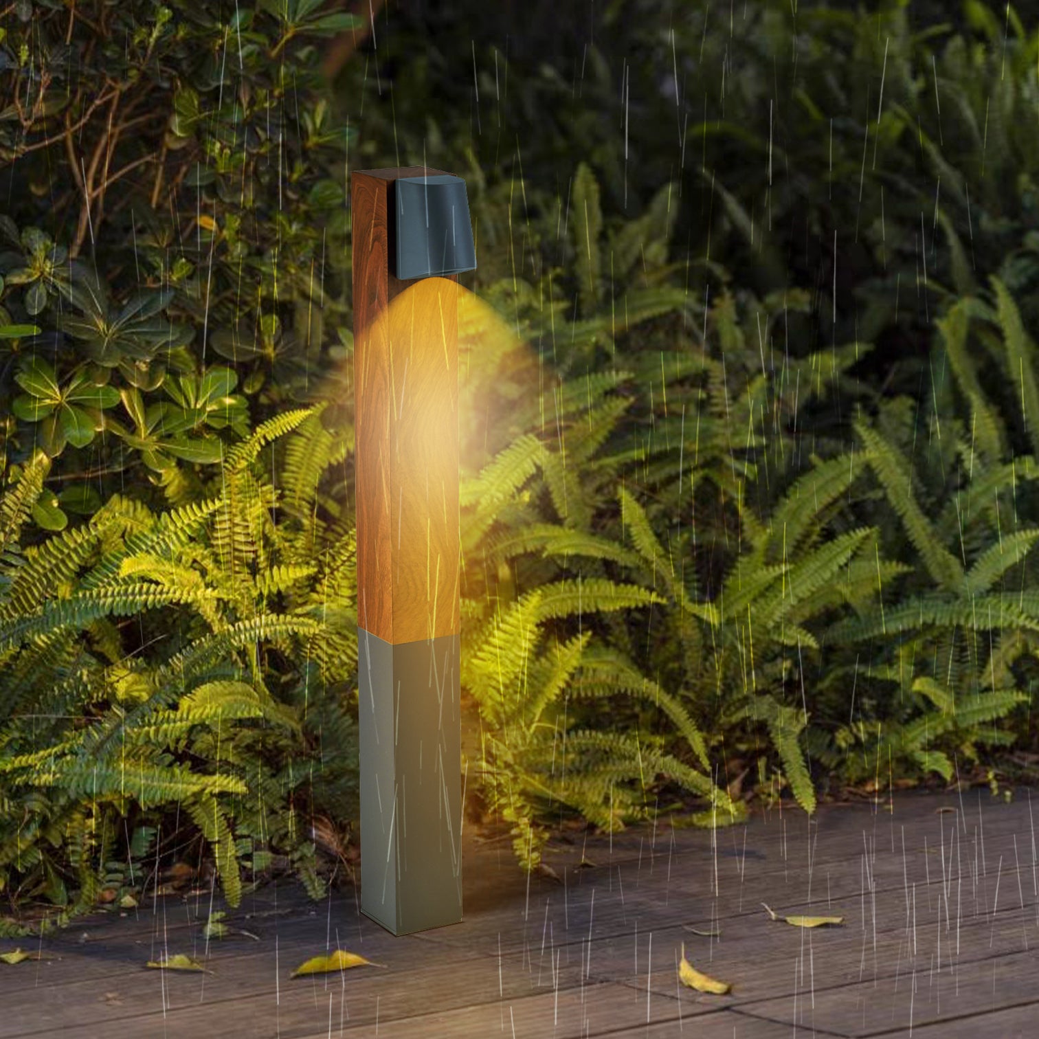 LUMY Modern LED Landscape Path Bollard Light 10W 3000K IP65 Aluminium Timber Finish - 7Pandas Australia