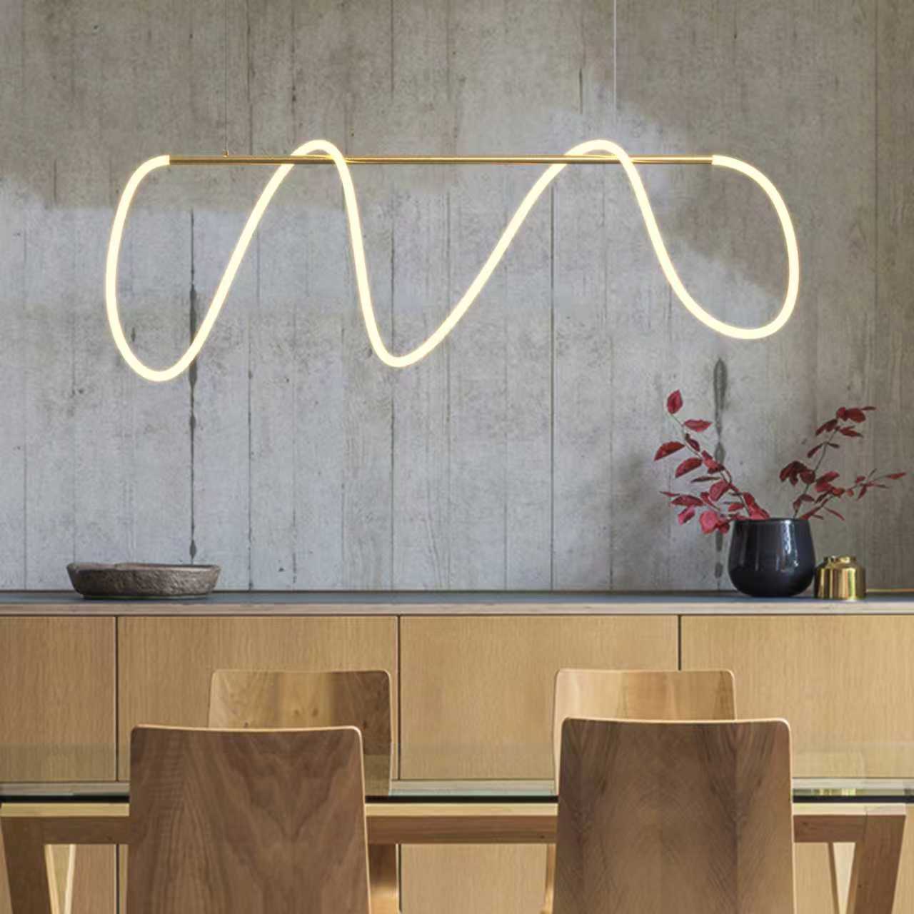 LUNA Contemporary Dimmable LED Strip Pendant Luxury Style Bar Dining Table CCT Remote Control - 7Pandas Australia