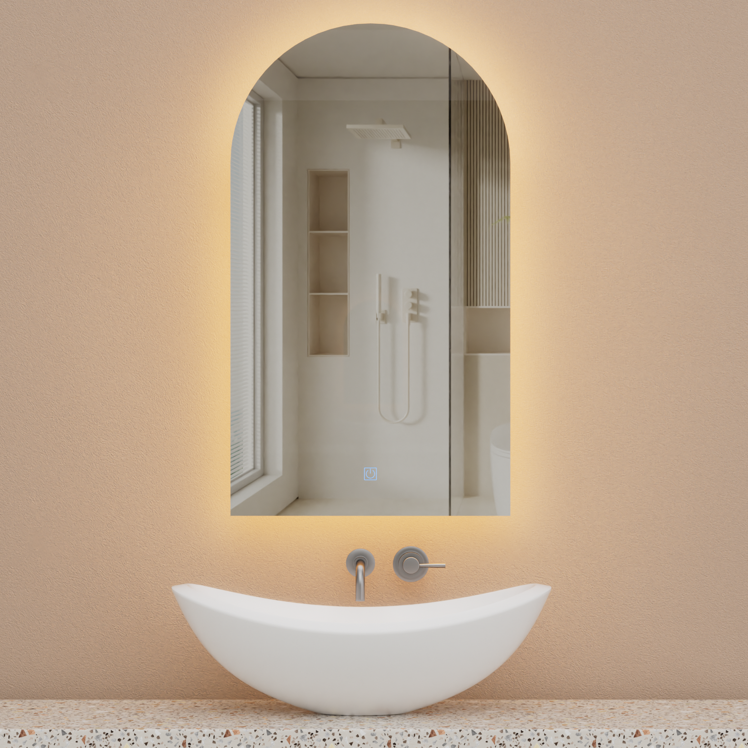Arched LED Bathroom Mirror with Lights Color Temperature Adjustable CCT Dimmable 50*90cm - 7Pandas Australia