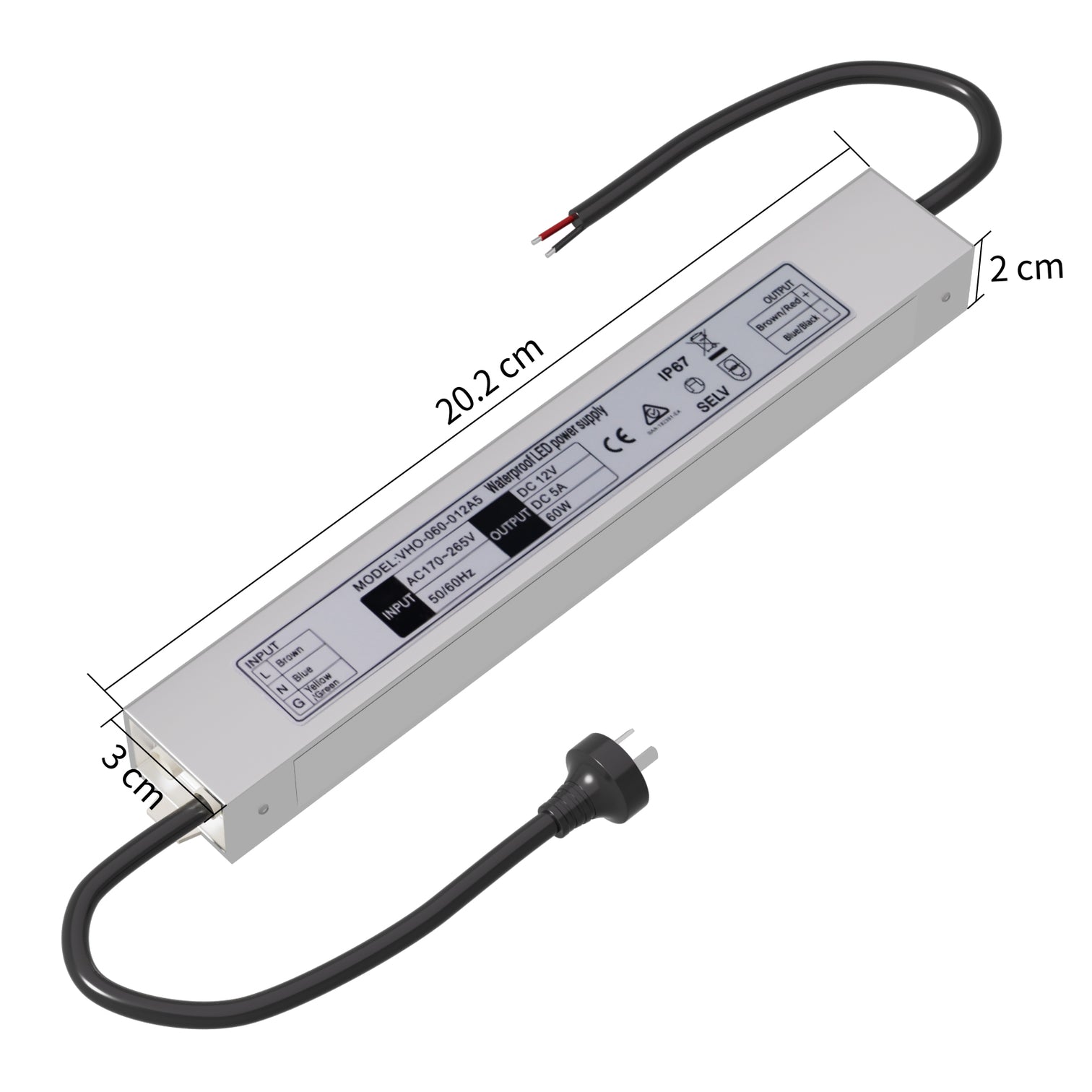 4PACK LED Driver Waterproof IP67 Power Supply AC170-265V to DC 12V SAA Certified - 7Pandas Australia