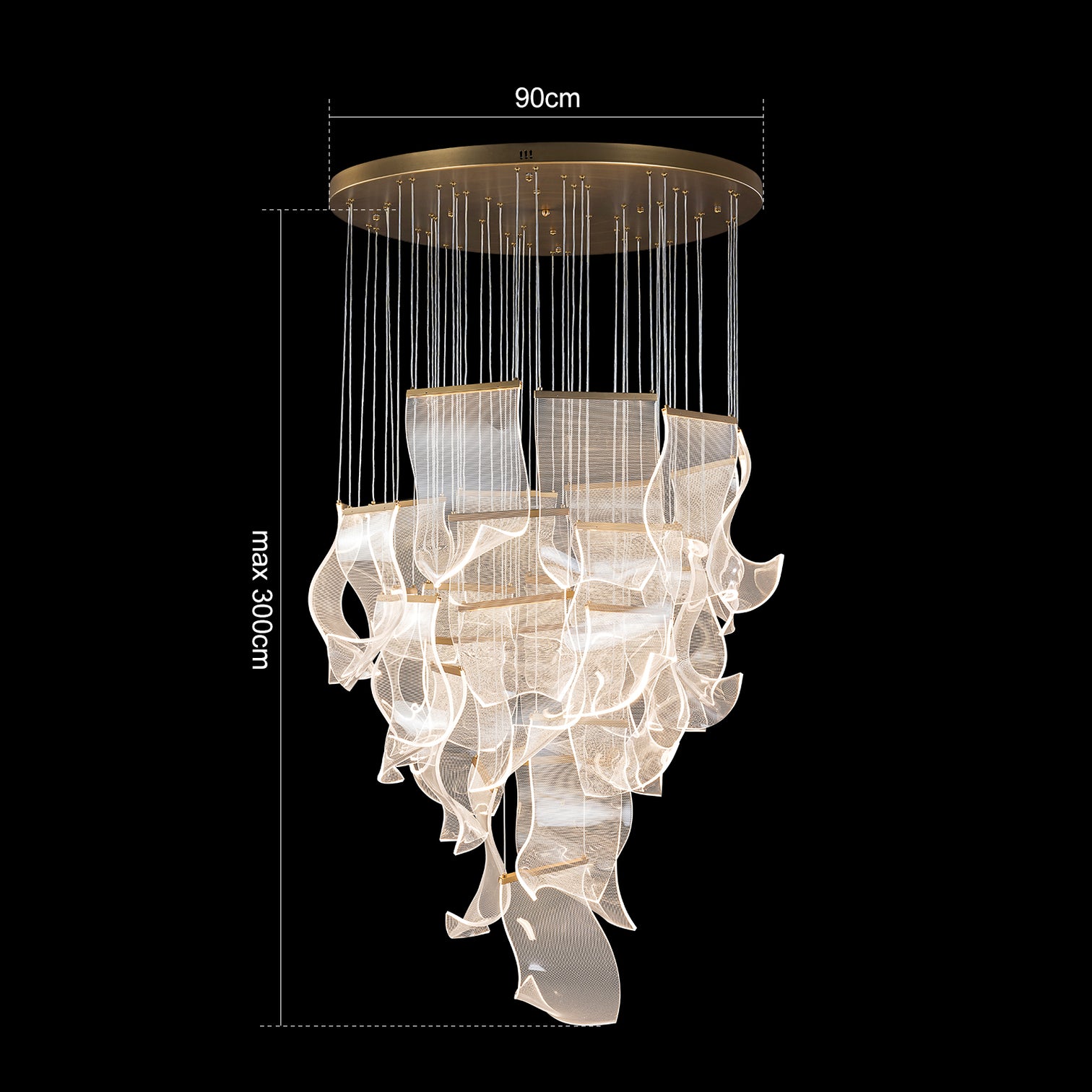 BORAS LED Modern Style High Ceiling Chandelier 3CCT Living Room Aged Brass Dimmable - 7Pandas Australia