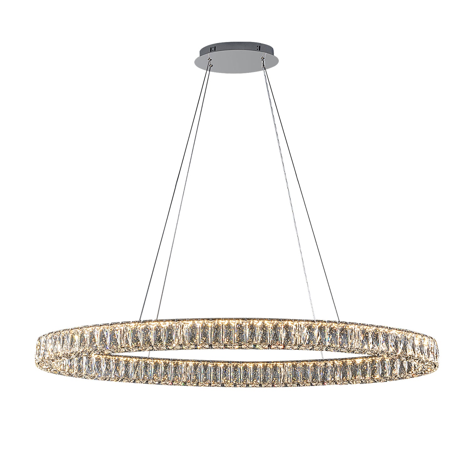 CASSIE LED Dimmable Oval K9 Crystal Chandeliers 3CCT 50W 1200mm Length Dining Kitchen - 7Pandas Australia