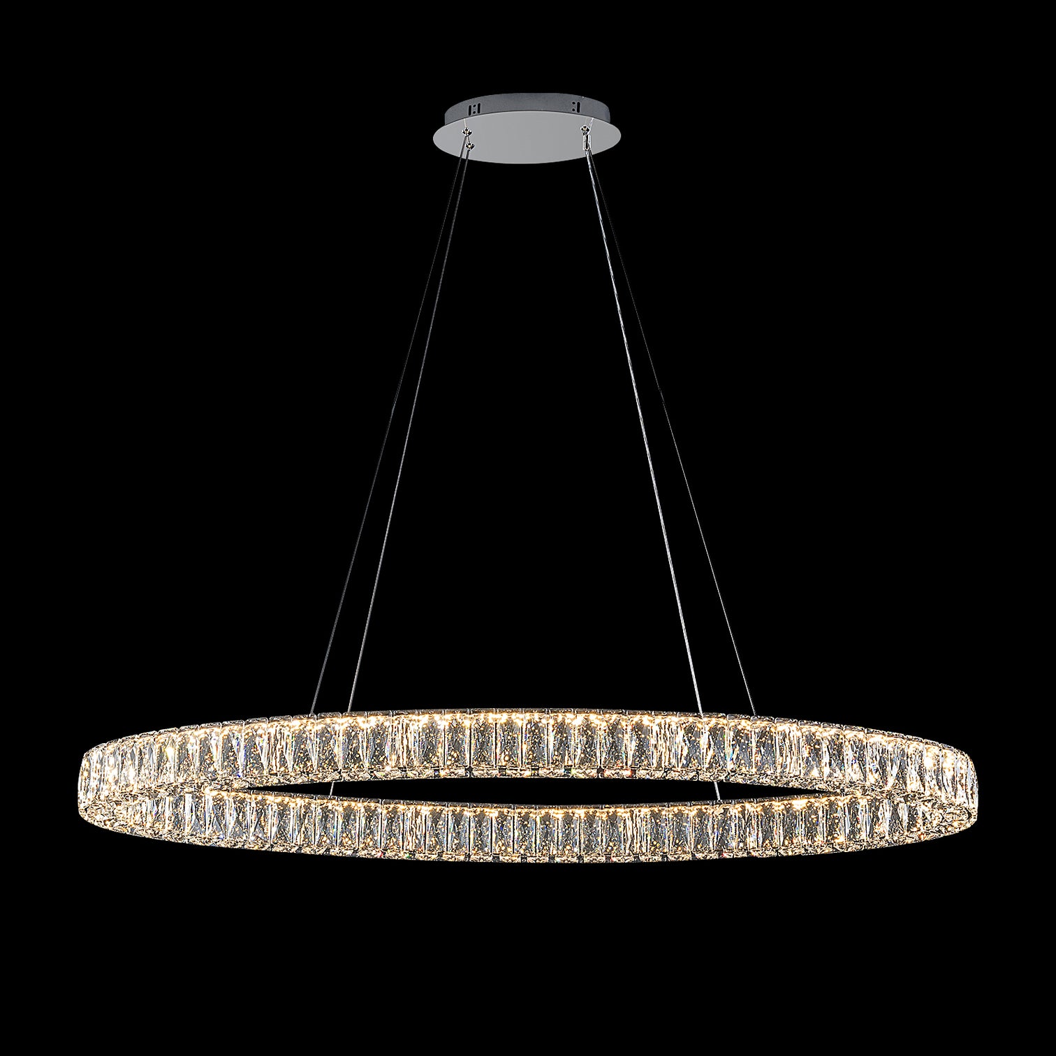 CASSIE LED Dimmable Oval K9 Crystal Chandeliers 3CCT 50W 1200mm Length Dining Kitchen - 7Pandas Australia
