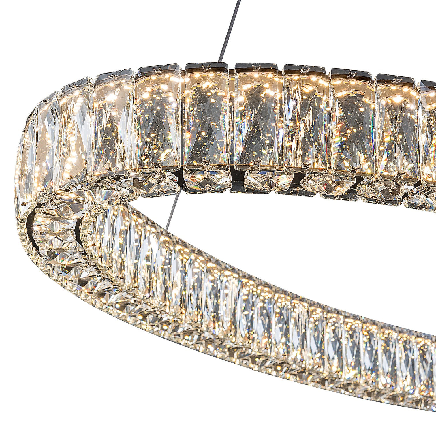 CASSIE LED Dimmable Oval K9 Crystal Chandeliers 3CCT 50W 1200mm Length Dining Kitchen - 7Pandas Australia