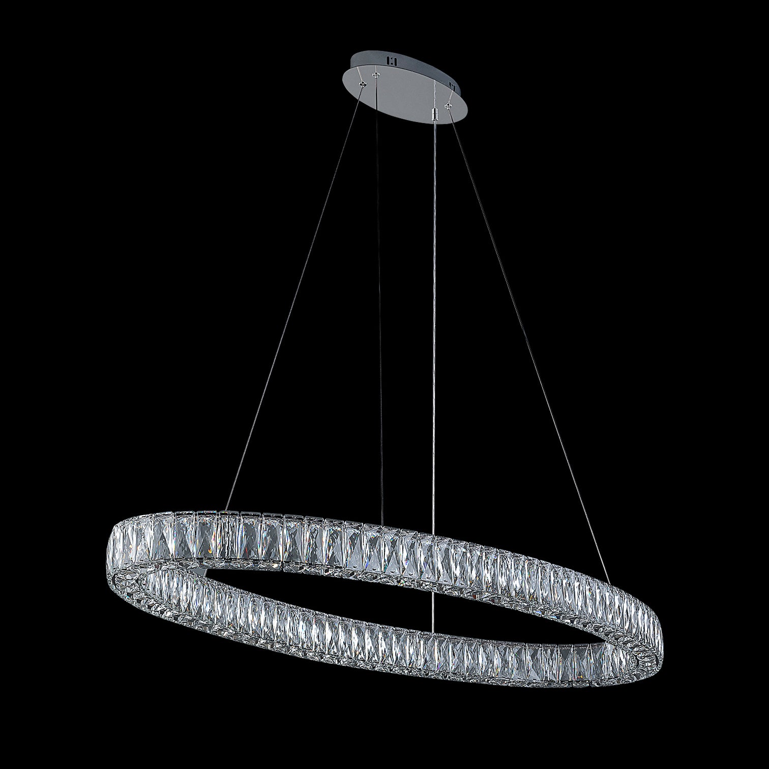 CASSIE LED Dimmable Oval K9 Crystal Chandeliers 3CCT 50W 1200mm Length Dining Kitchen - 7Pandas Australia