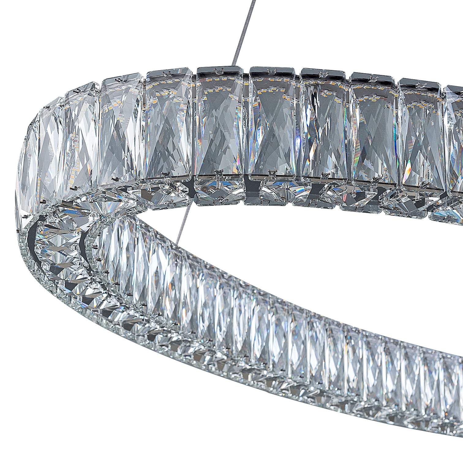 CASSIE LED Dimmable Oval K9 Crystal Chandeliers 3CCT 50W 1200mm Length Dining Kitchen - 7Pandas Australia