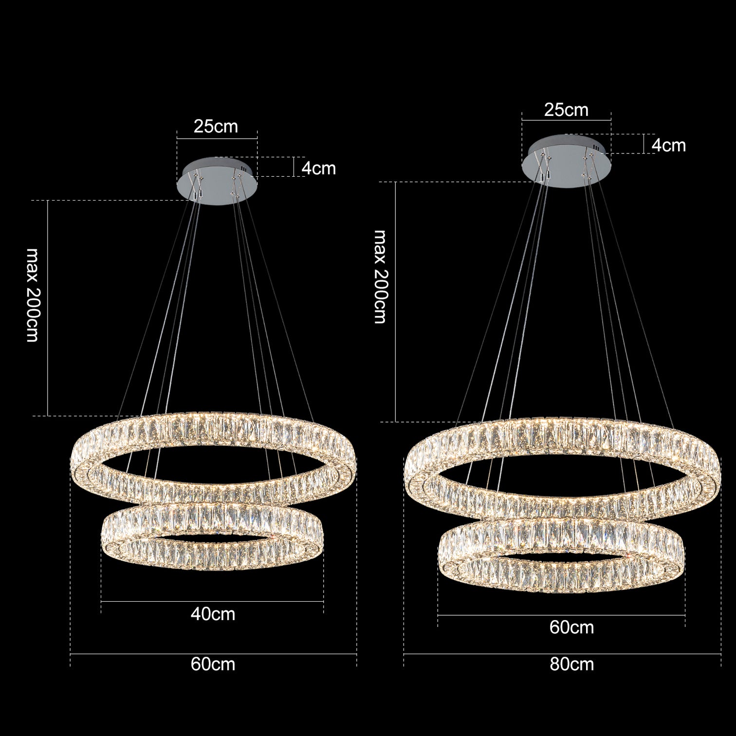 CASSIE 2-Tier Modern LED Dimmable K9 Crystal Chandeliers 3CCT Living Room - 7Pandas Australia