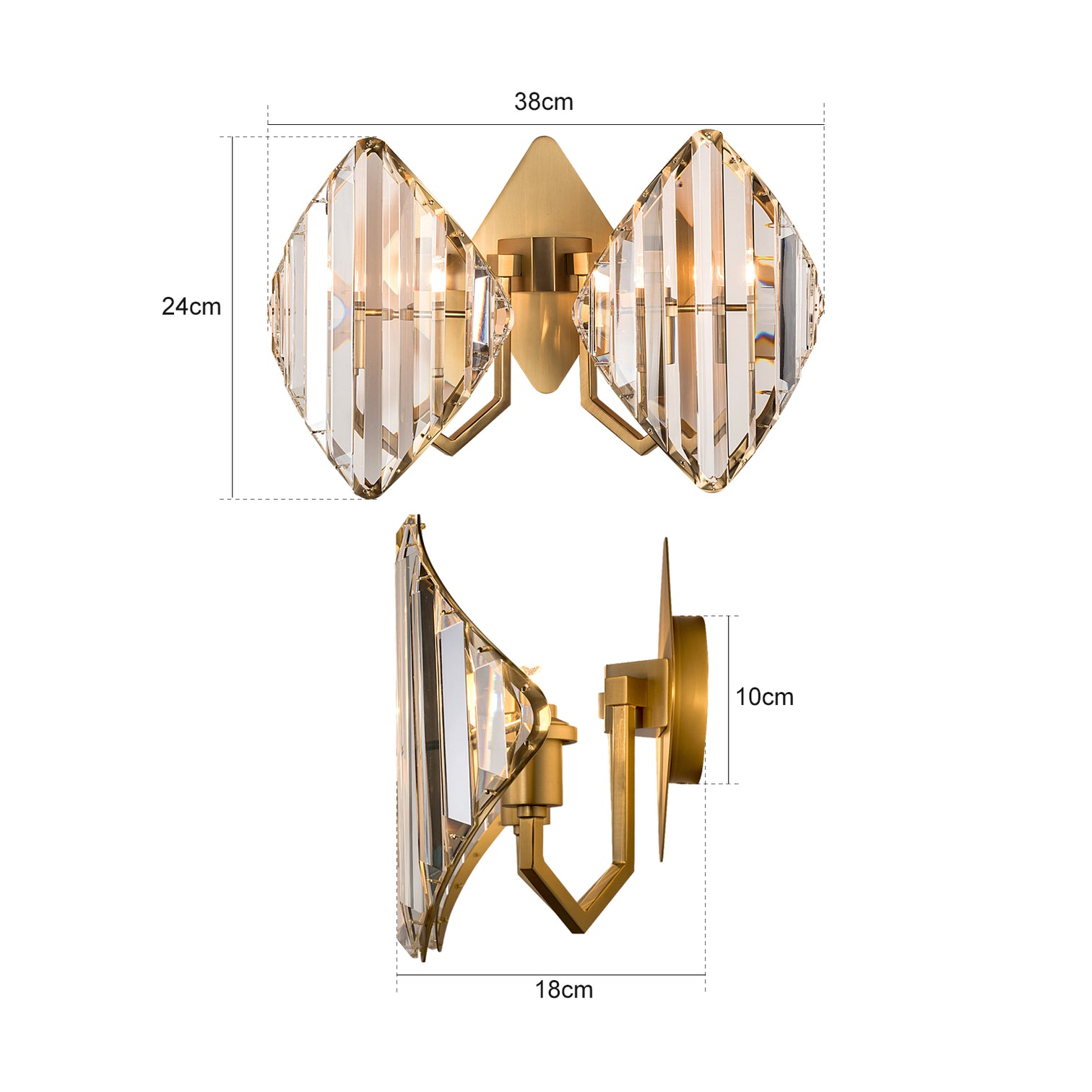 BLIN Luxury K9 Crystal Interior Wall Light Aged Brass Living Room Bathroom Vanity Light E14 Base - 7Pandas Australia