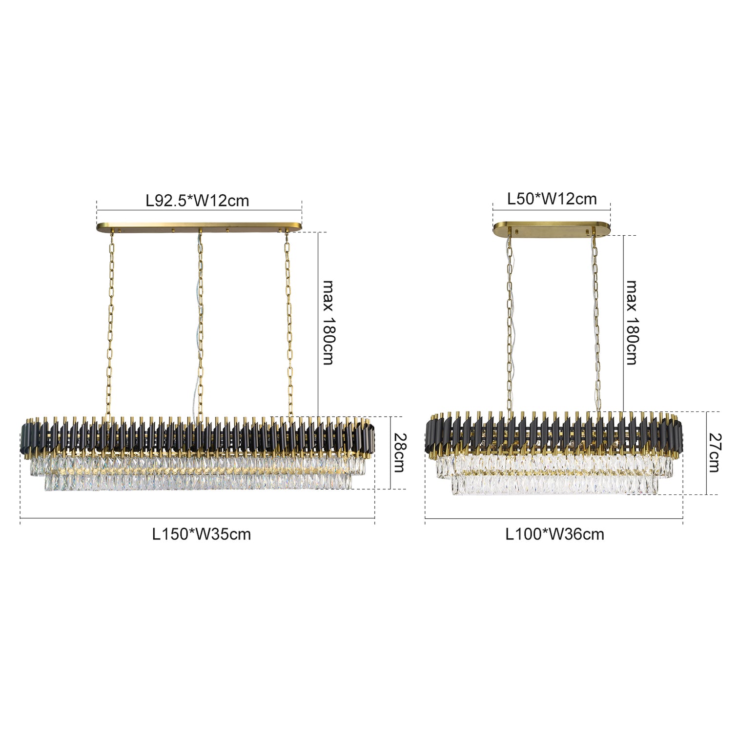 HARZ Luxury Modern Oval K9 Clear Crystal Chandeliers Dining Kitchen Dimmable