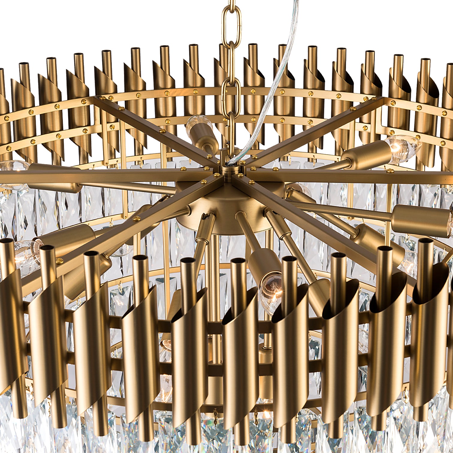 HARZ 5-Tier Round Modern Luxury K9 Clear Crystal Chandeliers Dimmable