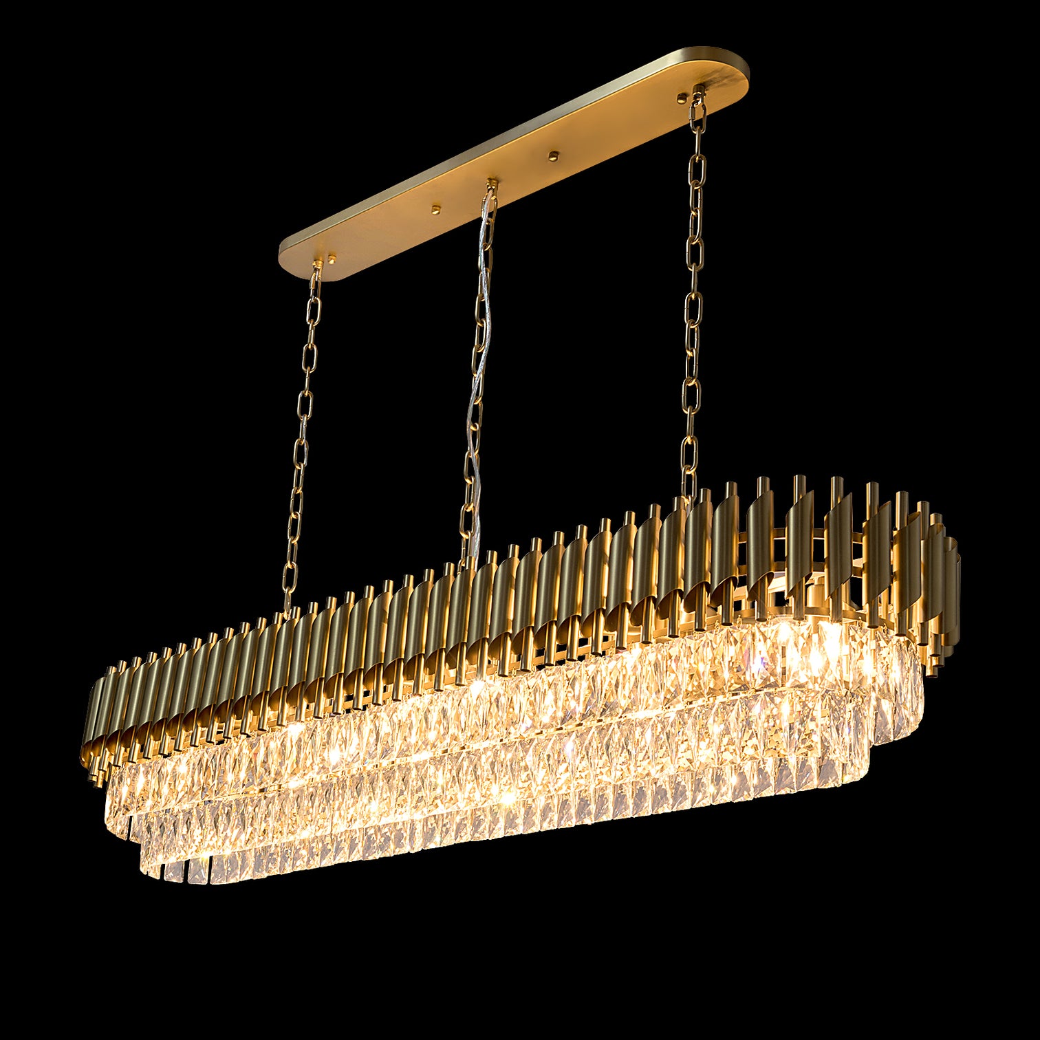 HARZ Luxury Modern Oval K9 Clear Crystal Chandeliers Dining Kitchen Dimmable