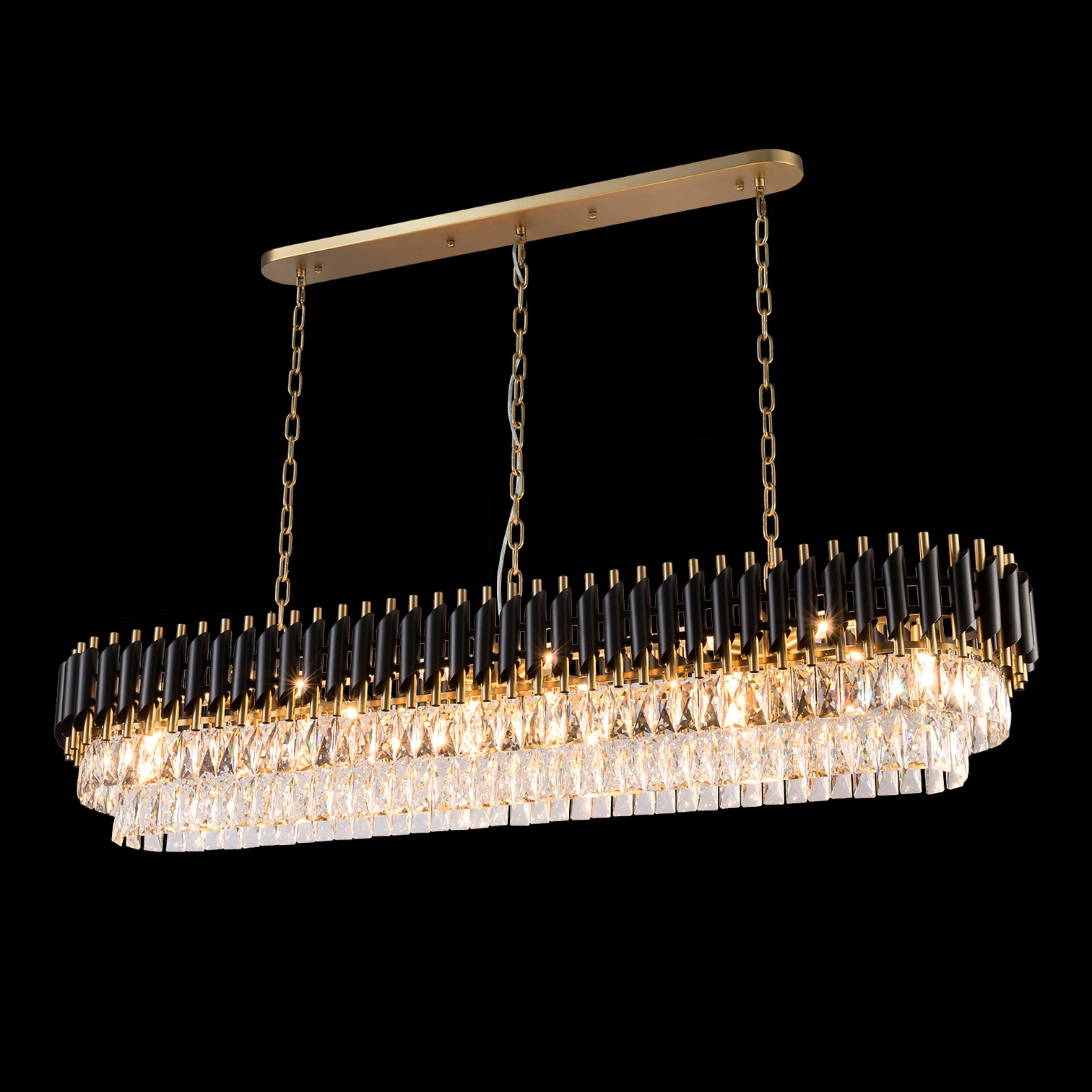 HARZ Luxury Modern Oval K9 Clear Crystal Chandeliers Dining Kitchen Dimmable