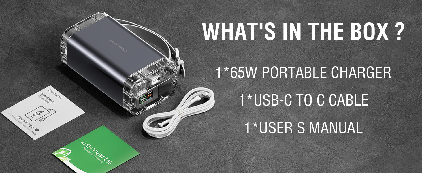 Portable Charger 65W Outdoor Power Bank Fast Charging 26700mAh Laptop Battery Charger with LCD Display Battery Pack with Flashlight - 7Pandas Australia