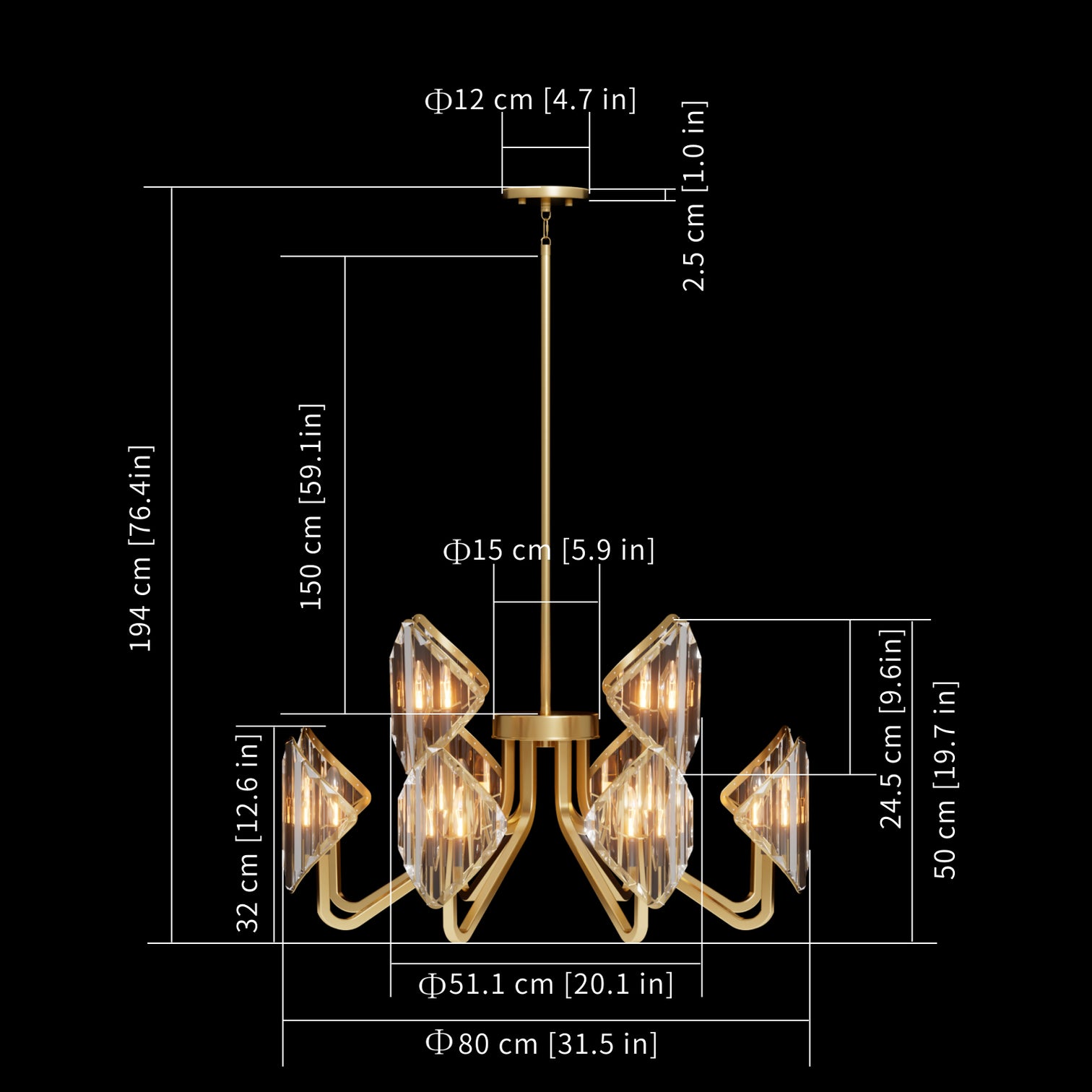 BLIN 800mm Luxury K9 Crystal Chandelier Modern Style Aged Brass E14 Base - 7Pandas Australia