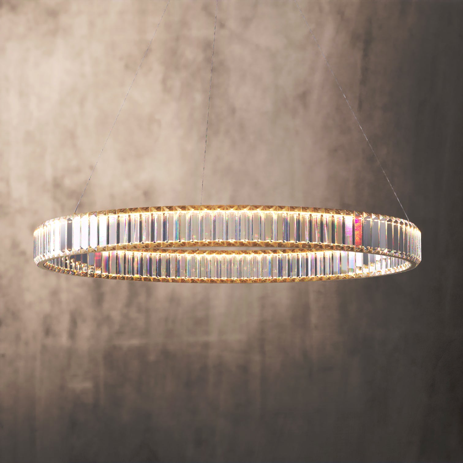 RING Modern Style Round Crystal Chandelier Pendant Light Tri-color - 7Pandas Australia