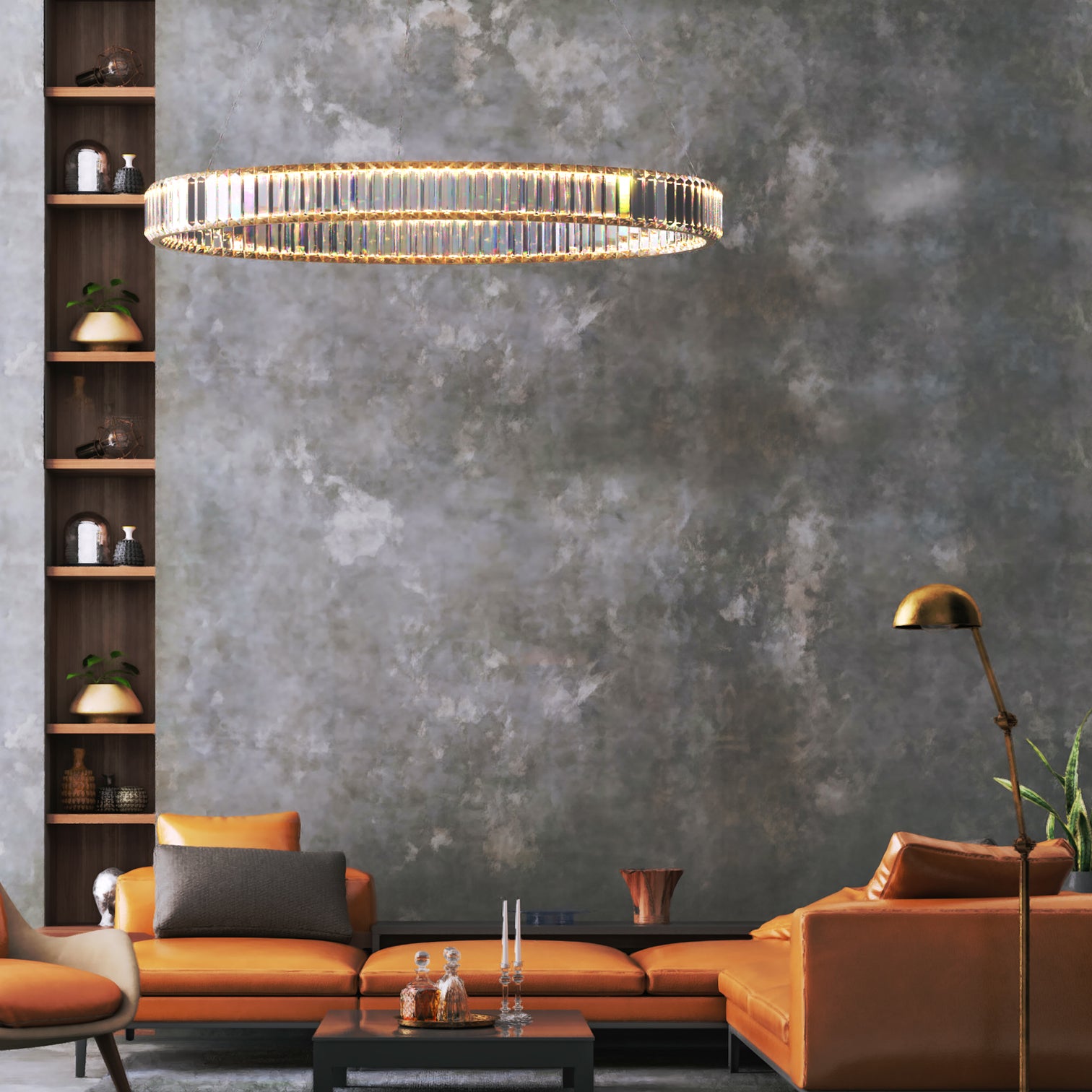 RING Modern Style Round Crystal Chandelier Pendant Light Tri-color - 7Pandas Australia