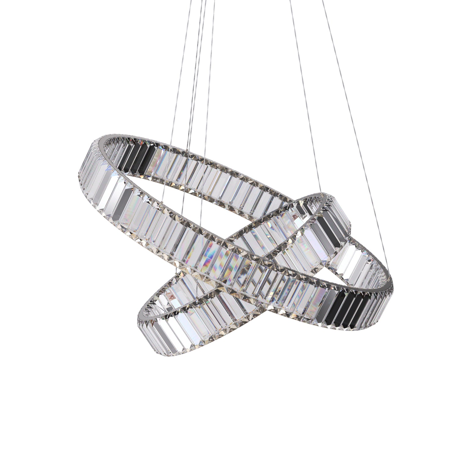 RING Double Layer Modern Style Round Crystal Chandelier Pendant Light Tri-color - 7Pandas Australia