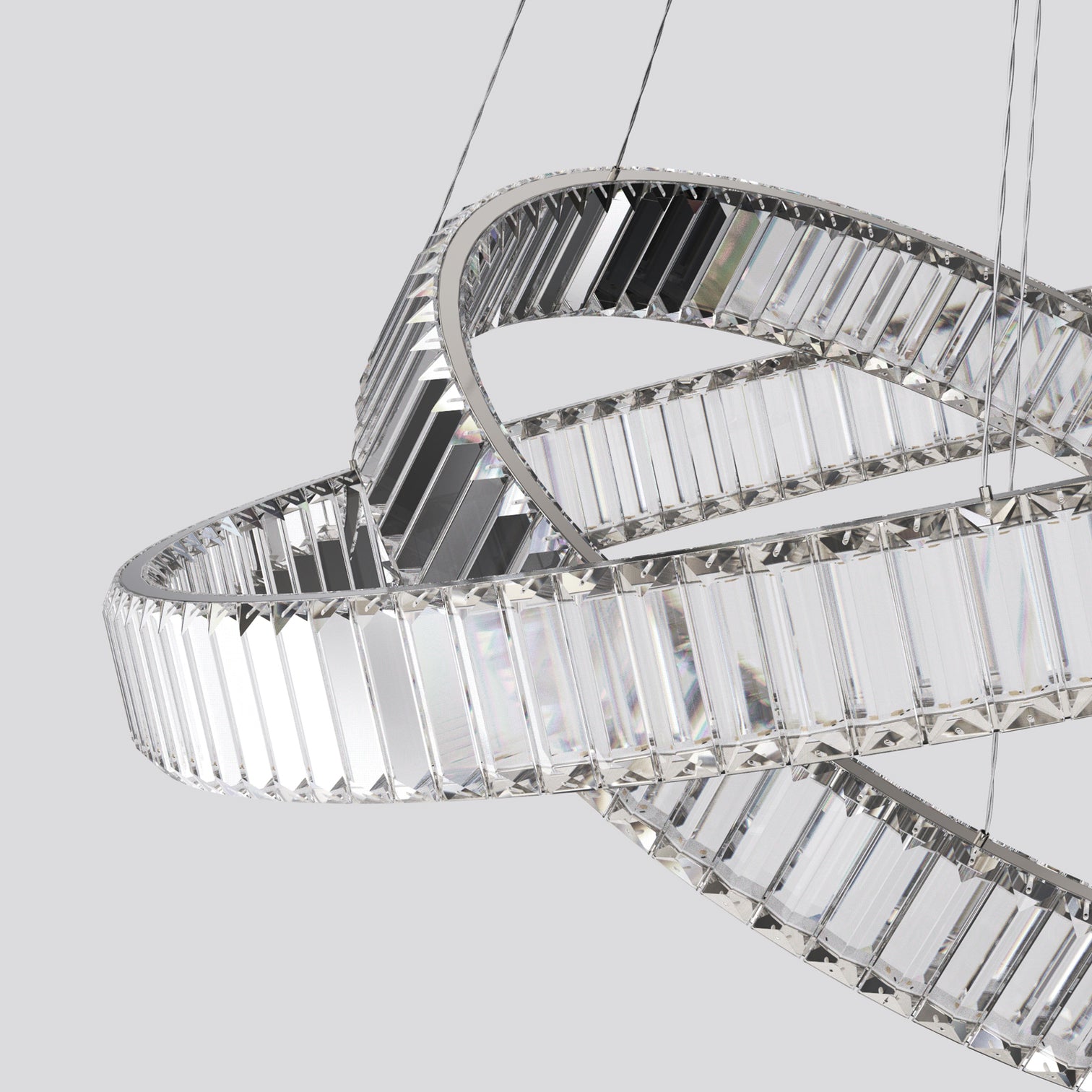 RING Double Layer Modern Style Round Crystal Chandelier Pendant Light Tri-color - 7Pandas Australia