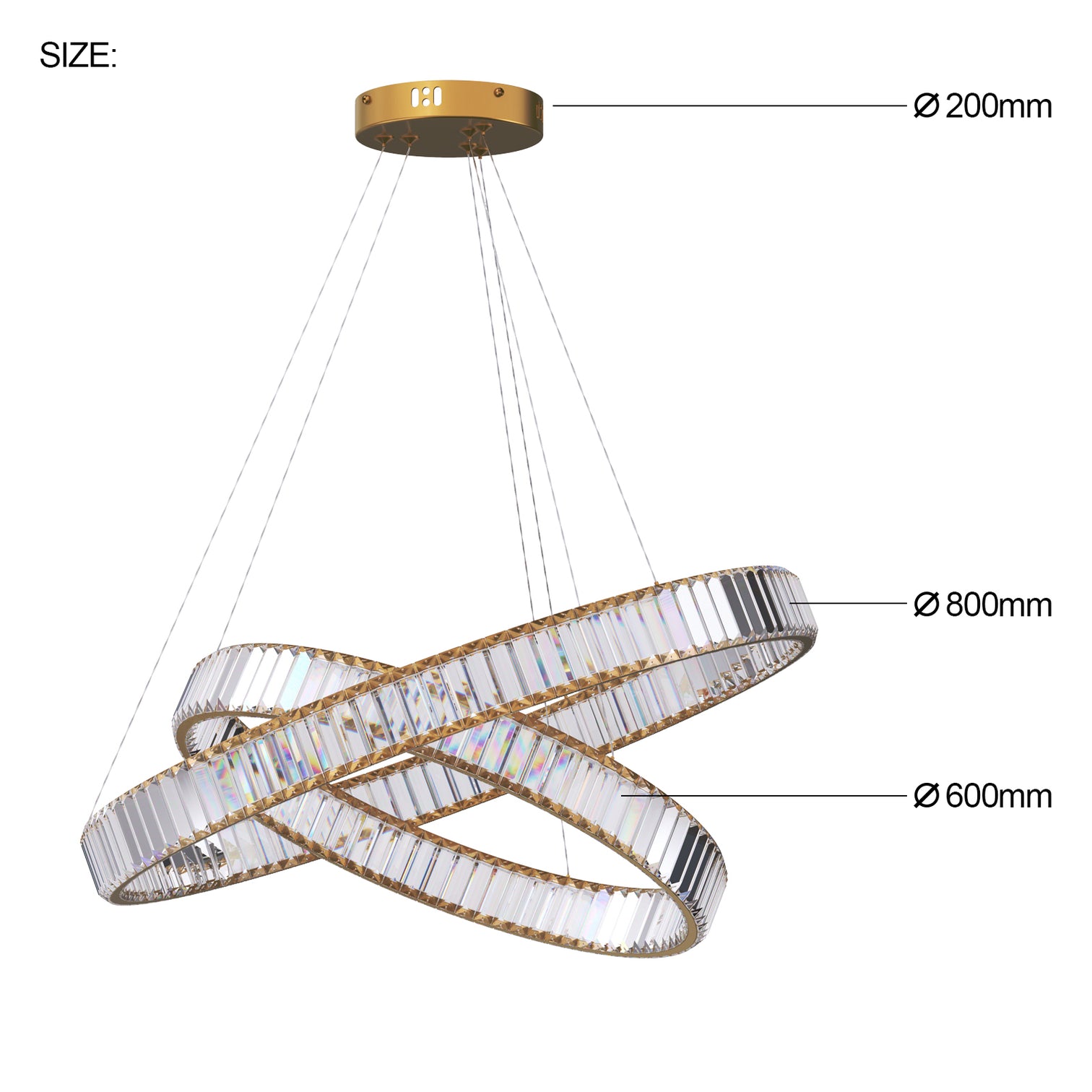RING Double Layer Modern Style Round Crystal Chandelier Pendant Light Tri-color - 7Pandas Australia