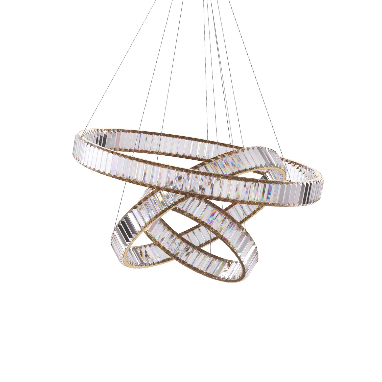 RING 3 Layers Modern Style Round Crystal Chandelier Pendant Light Tri-color - 7Pandas Australia