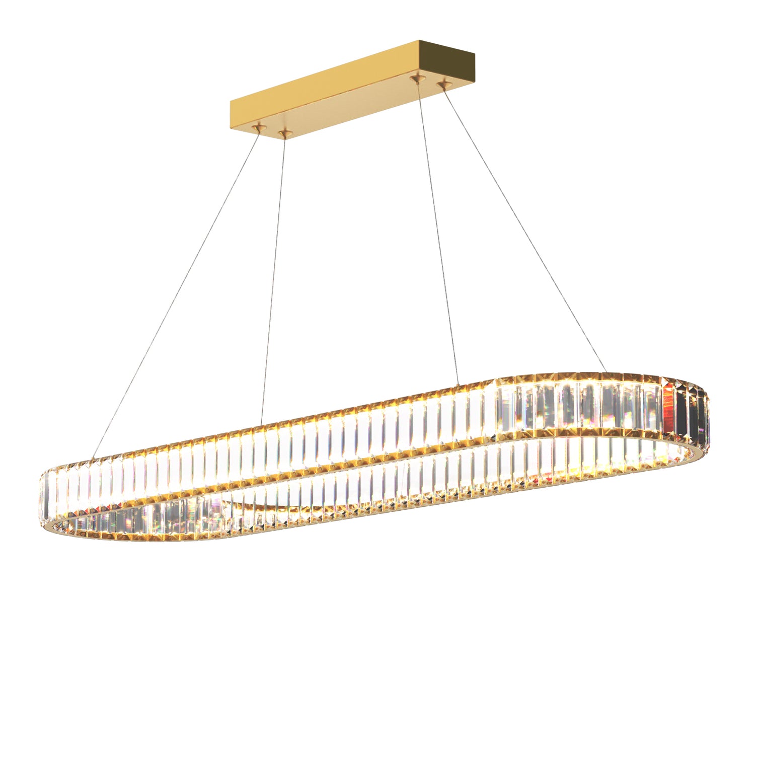 RING Modern Style 1200mm LED Oval Crystal Chandelier Pendant Light 3CCT 54W Dining Room Dimmable - 7Pandas Australia