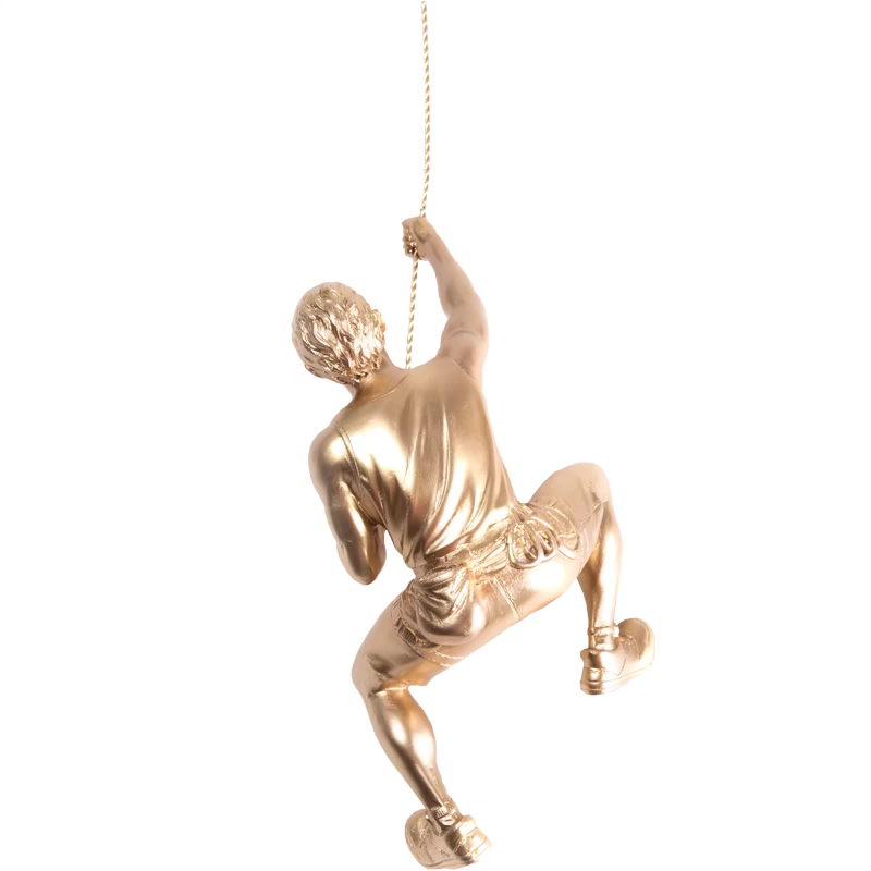 Rock Climbing Figure Sculpture Wall Status Gold Silver Resin - 7Pandas Australia