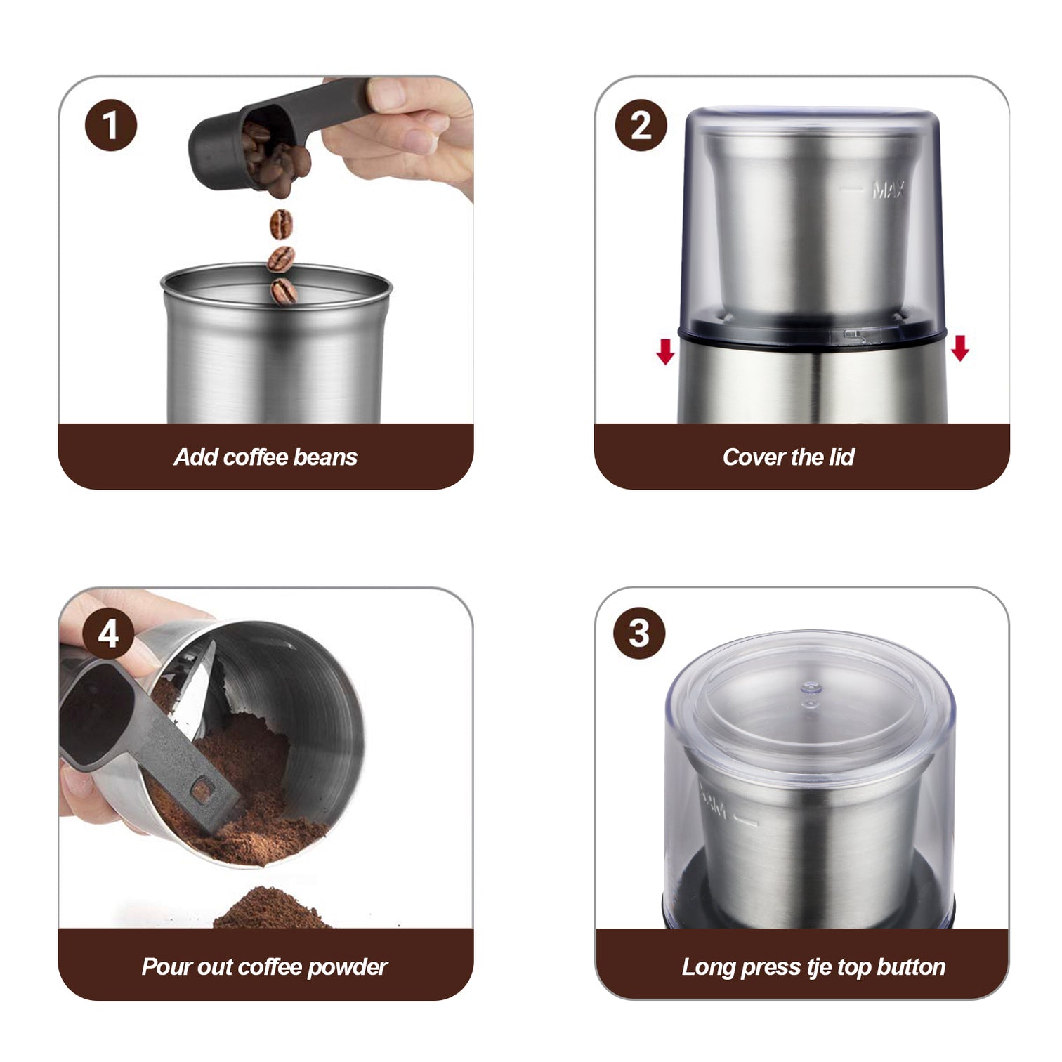 Electric Coffee Grinder Machine 200w Spice Grinder With Stainless Steel Blade Detachable Grinding Cup - 7Pandas Australia