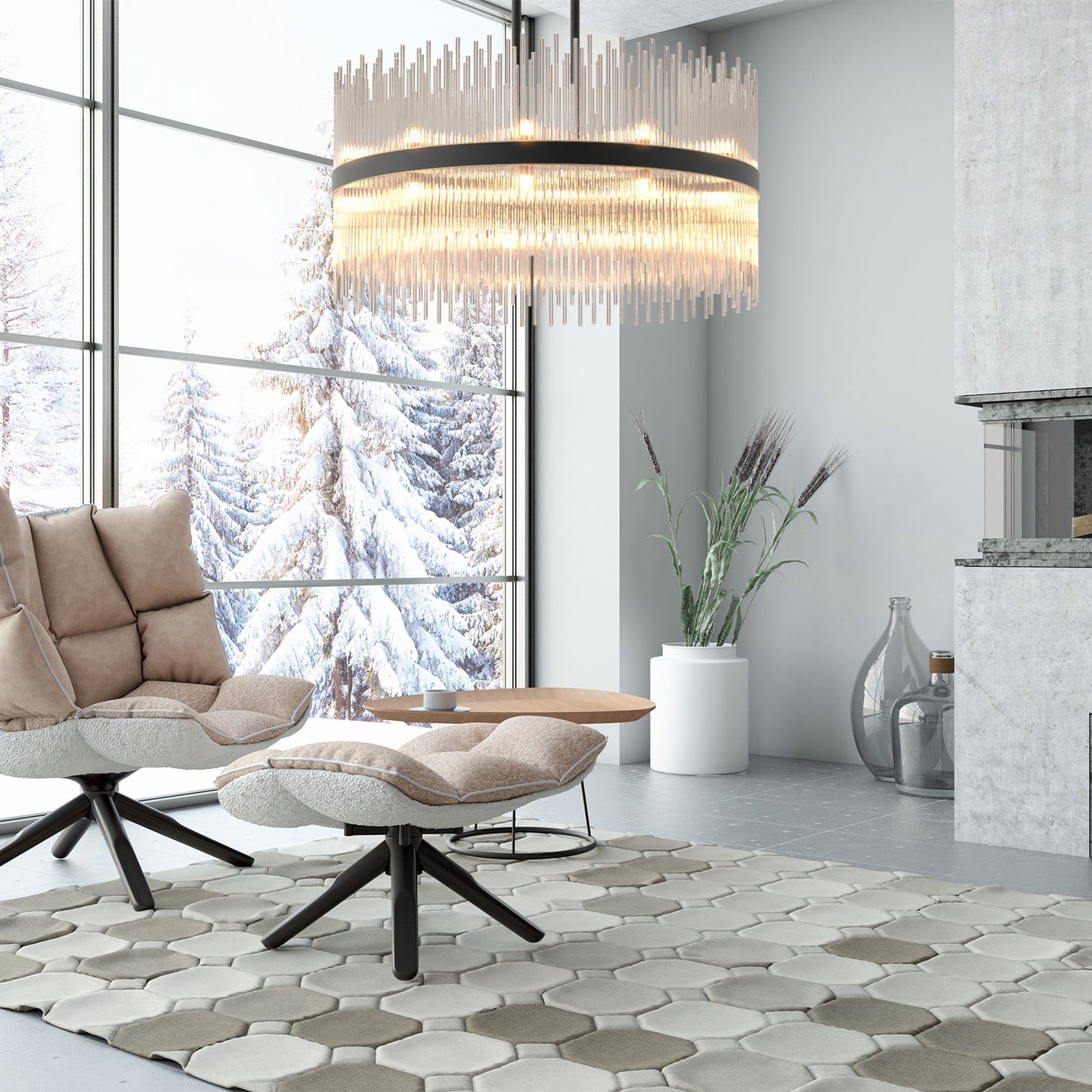 CARLO Modern Circular Crystal Chandelier Bronze G9 Lamp base - 7Pandas Australia