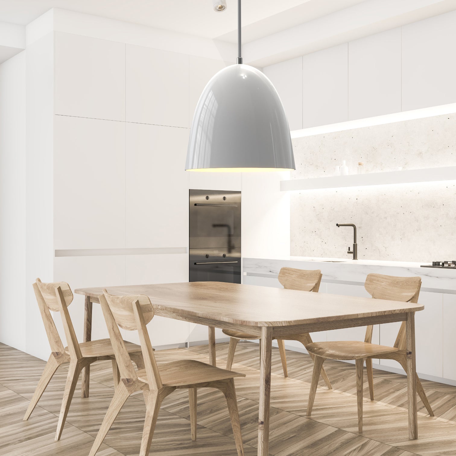 Aluminium Pendant Light Dome Shaped Dining Room Polished Black / White E27 - 7Pandas Australia