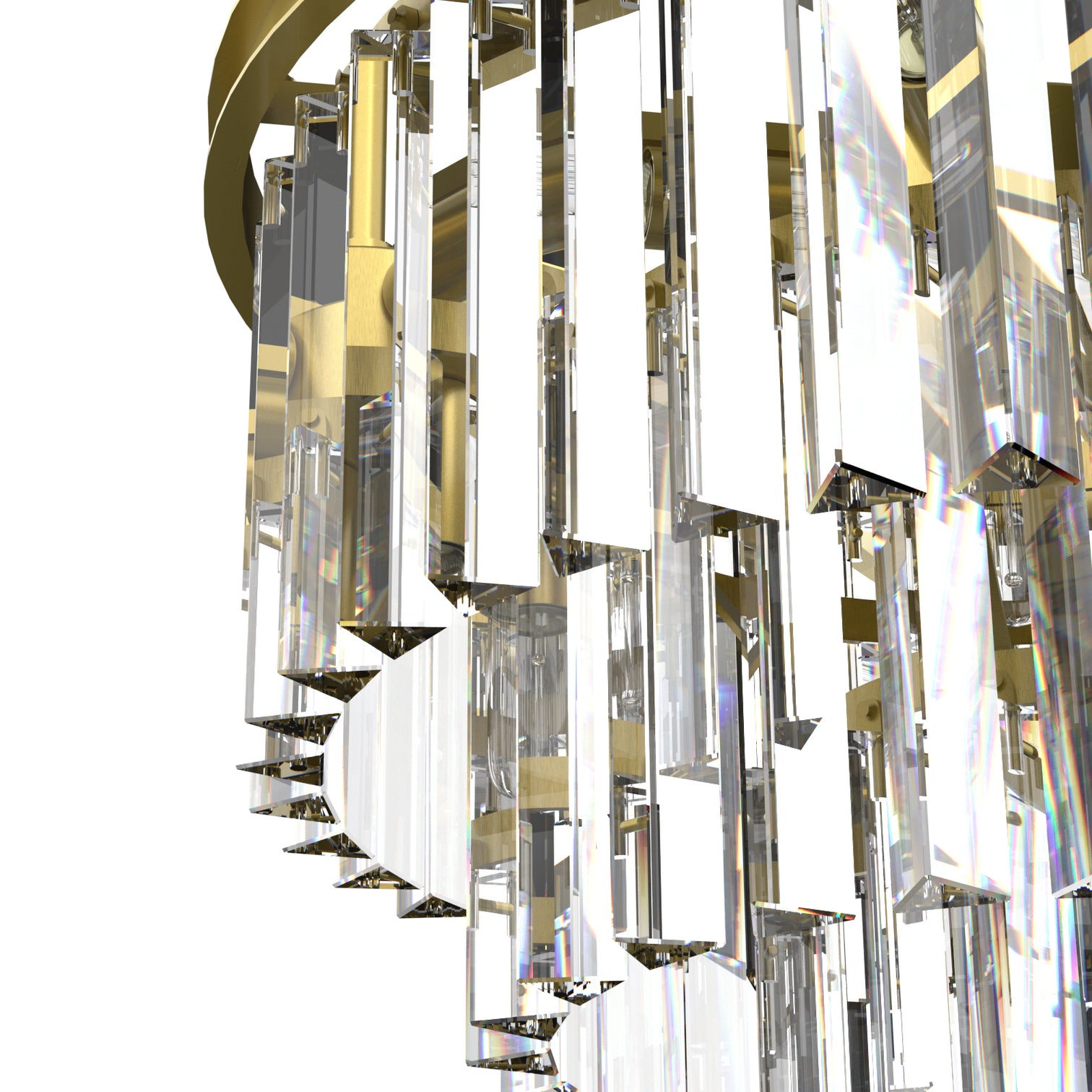 BILL Modern K9 Crystal Chandelier Angular Glass Aged Brass E14 lamp base - 7Pandas Australia