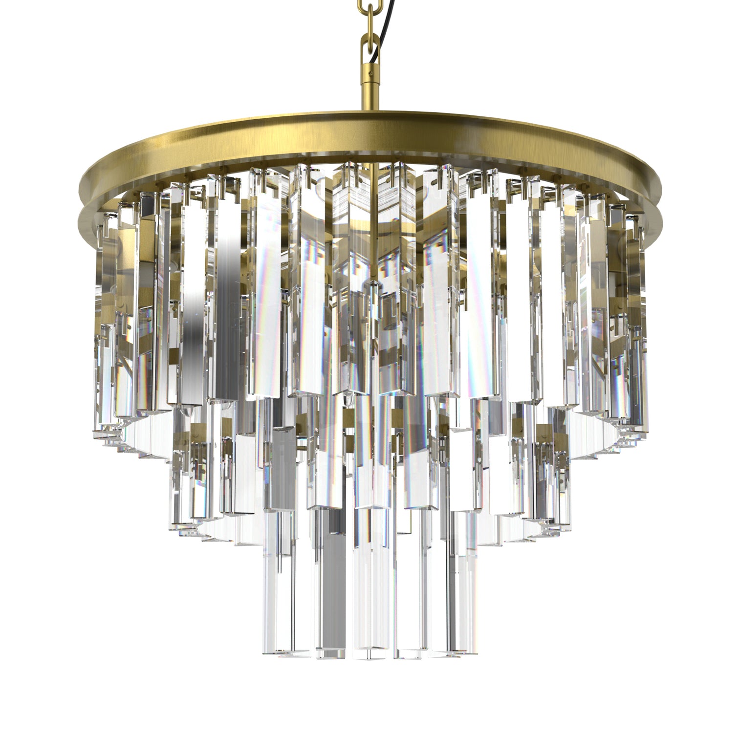 BILL Modern K9 Crystal Chandelier Angular Glass Aged Brass E14 lamp base - 7Pandas Australia