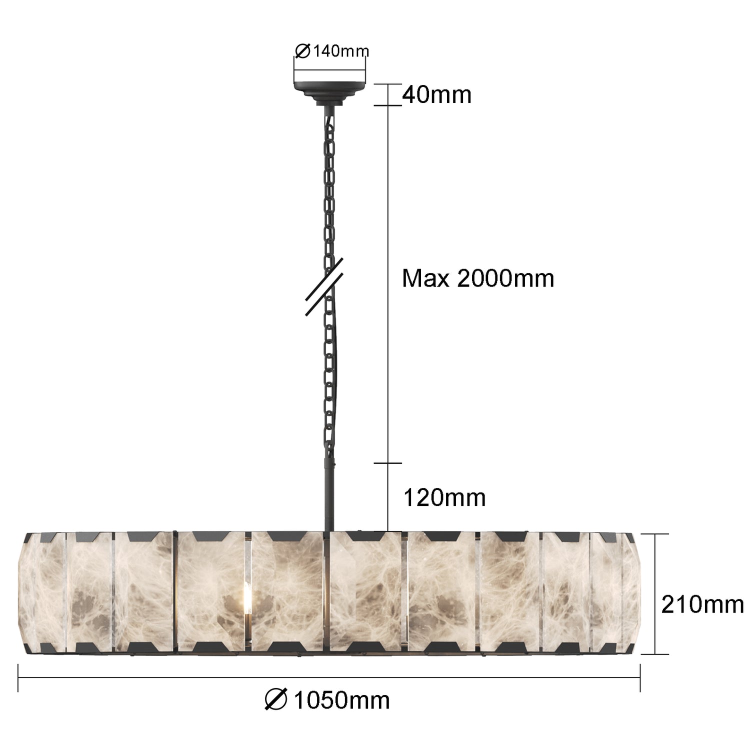 ALLYSON 1050mm Circular Round Alabaster Chandelier 16*E14 Lamp base - 7Pandas Australia
