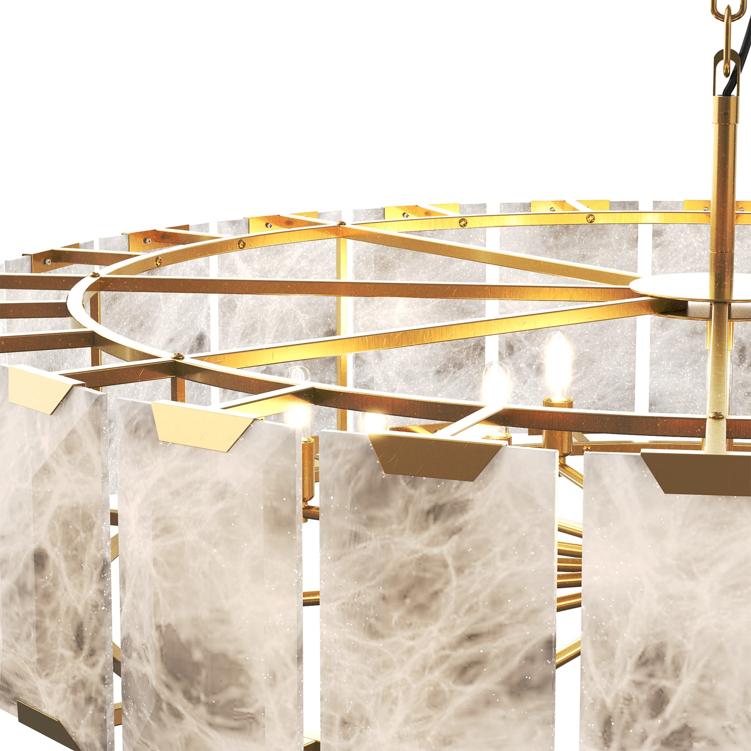 ALLYSON 520mm Circular Round Alabaster Chandelier 6*E14 Lamp base - 7Pandas Australia