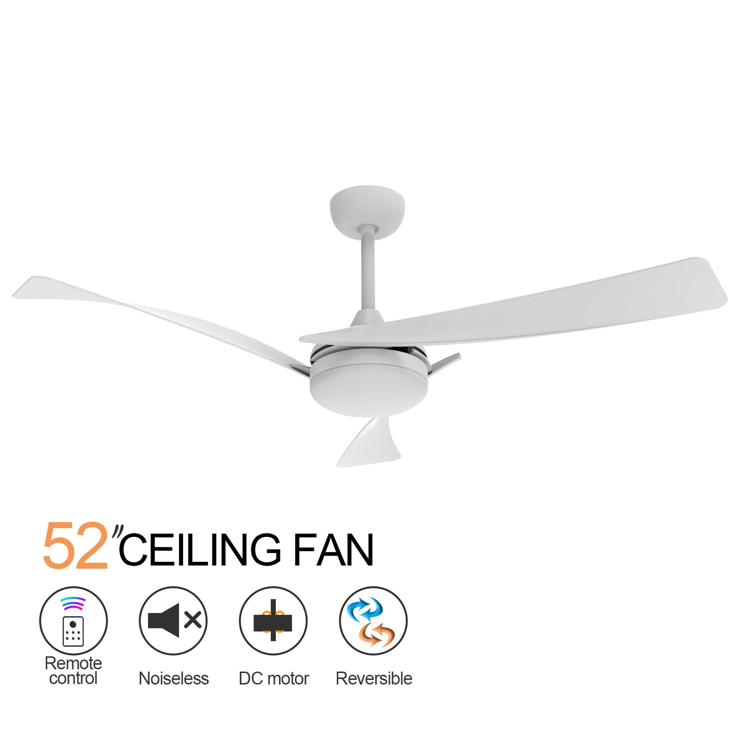 CAIRNS 132cm / 52 inch 3 Blade DC Modern Ceiling Fan LED Light kit 24W 4000K White - 7Pandas Australia
