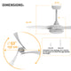 CAIRNS 132cm / 52 inch 3 Blade DC Modern Ceiling Fan LED Light kit 24W 4000K White - 7Pandas Australia