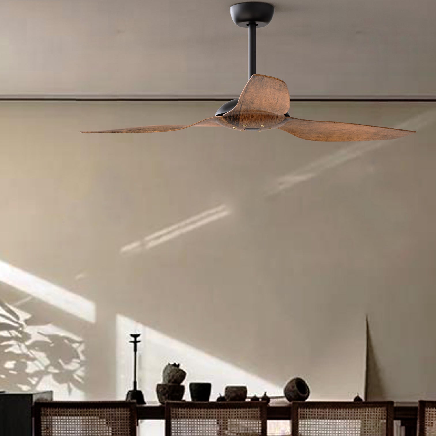 MACKAY 132cm / 52 inch 3 Blade DC Modern Ceiling Fan Walnut in Hand Painted - 7Pandas Australia