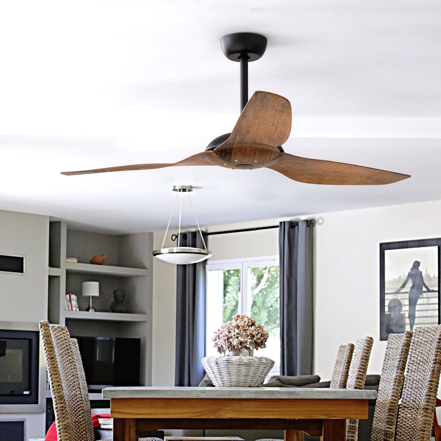 MACKAY 132cm / 52 inch 3 Blade DC Modern Ceiling Fan Walnut in Hand Painted - 7Pandas Australia
