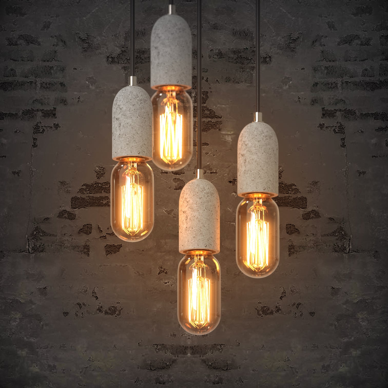 Ruby 4PACK Industrial Concrete Vintage Style Pendant Light Ceiling Lamp Cable Cafe Loft Bar Grey - 7Pandas Australia