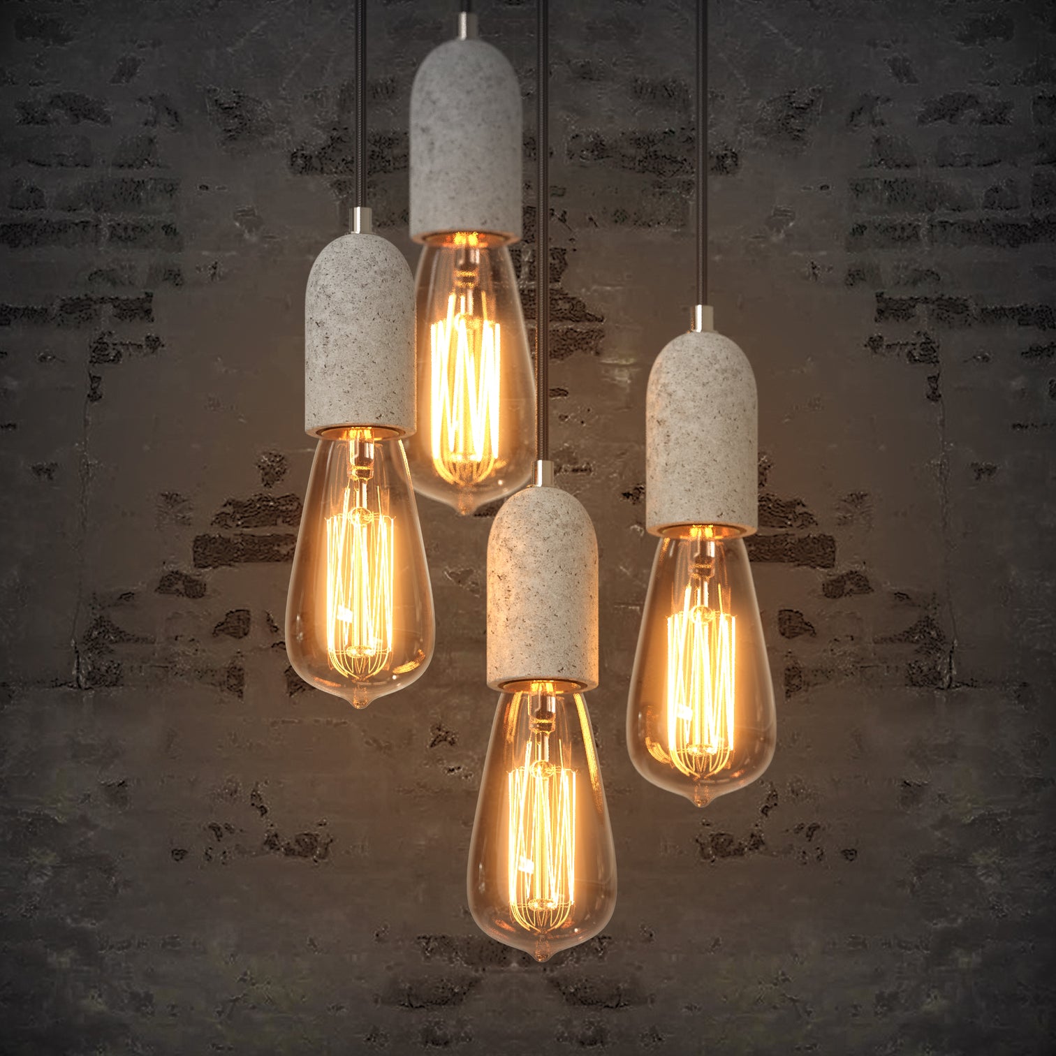 Ruby 4PACK Industrial Concrete Vintage Style Pendant Light Ceiling Lamp Cable Cafe Loft Bar Grey - 7Pandas Australia