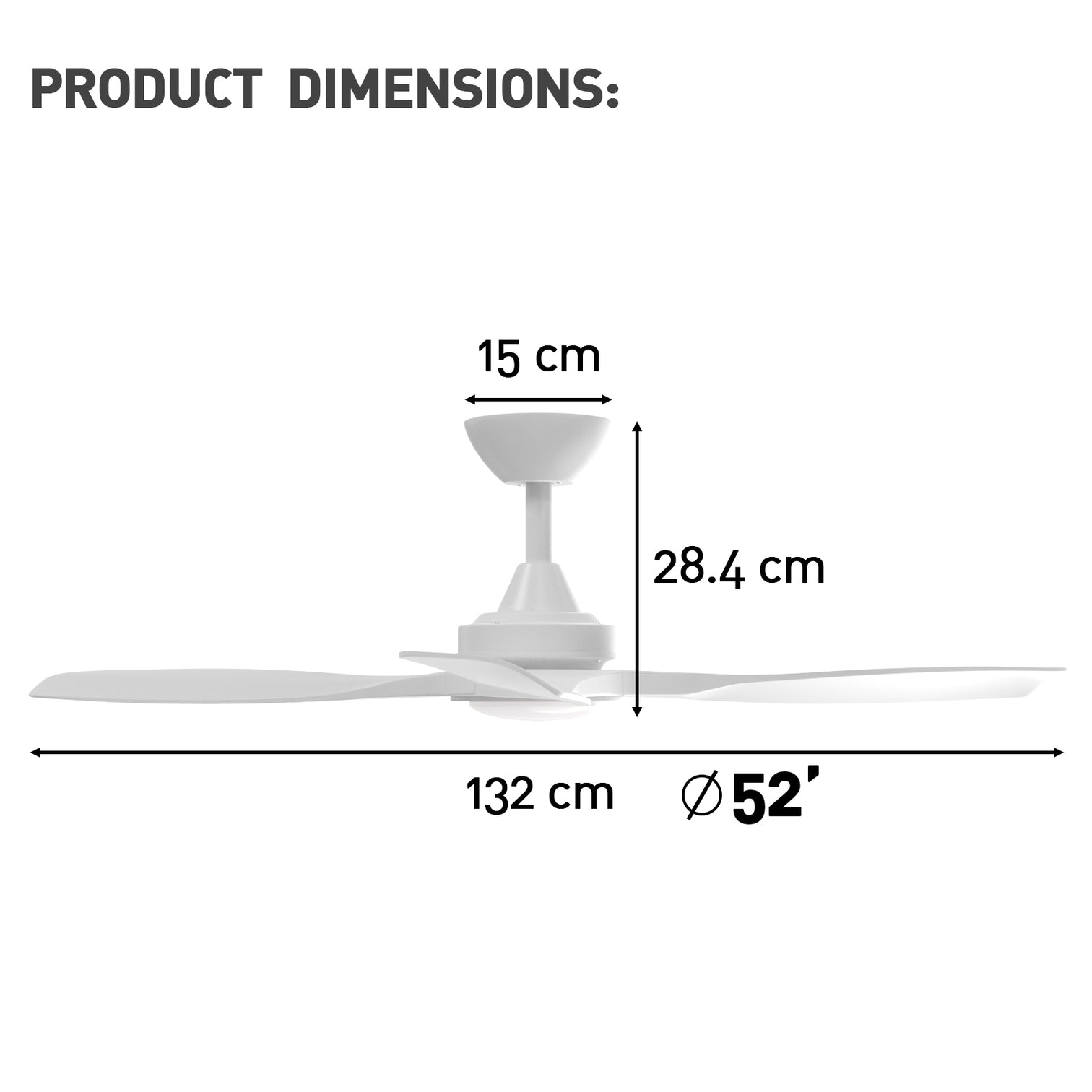 Monterey 52 Inch Modern Ceiling Fan with LED Light Kit Tri-color and Remote Control Matt White - 7Pandas Australia