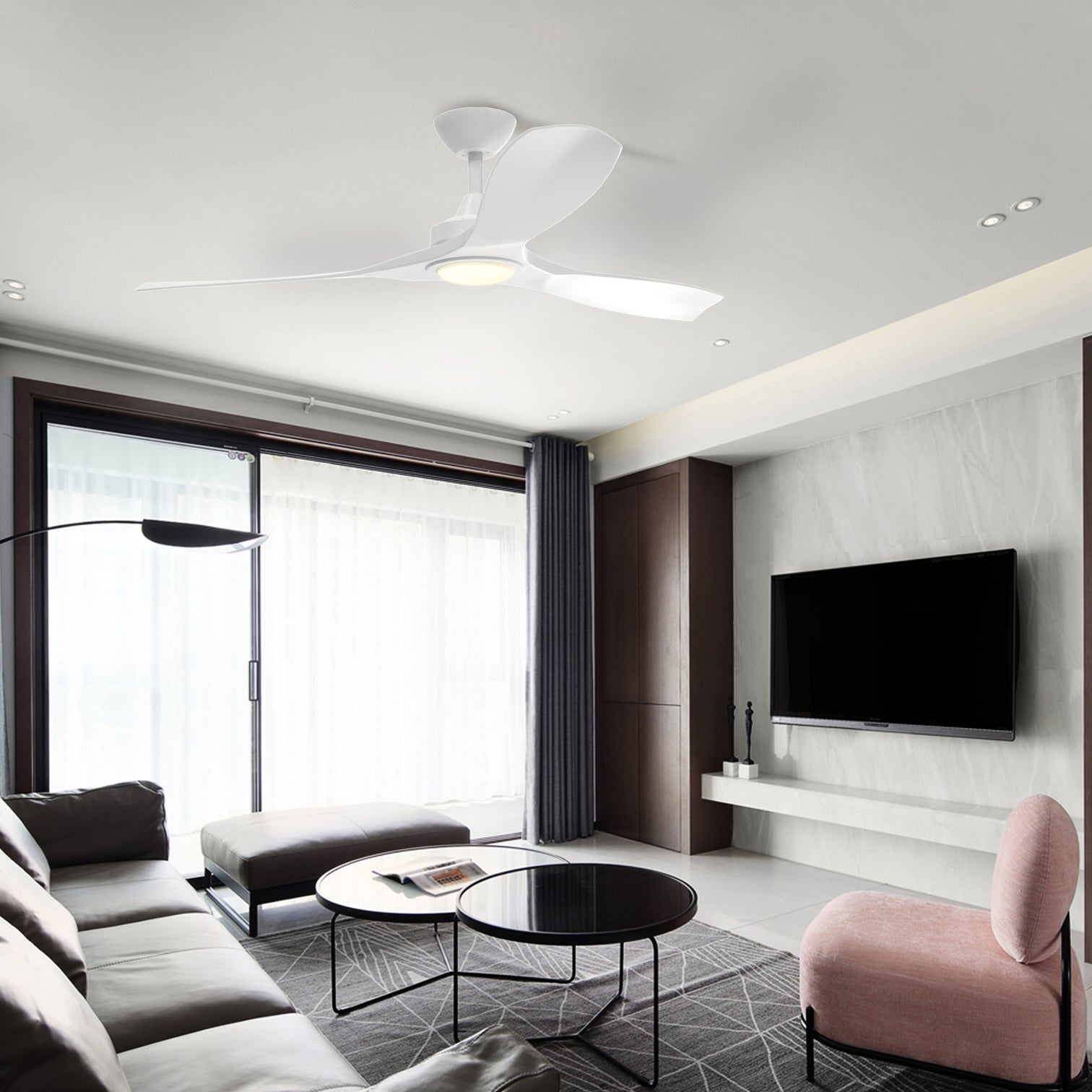 Monterey 52 Inch Modern Ceiling Fan with LED Light Kit Tri-color and Remote Control Matt White - 7Pandas Australia