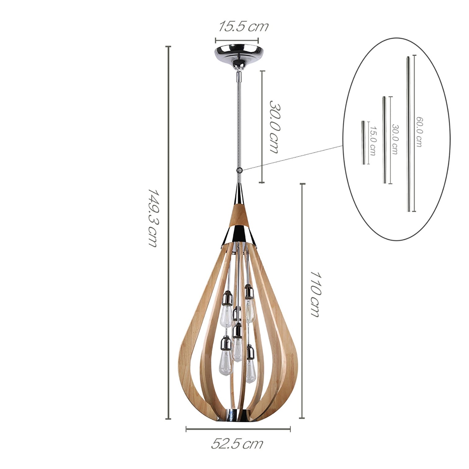 BONITO 6-Light Timber Round Nature Wood E27 Chandelier - Chandeliers Australia - 7Pandas Australia