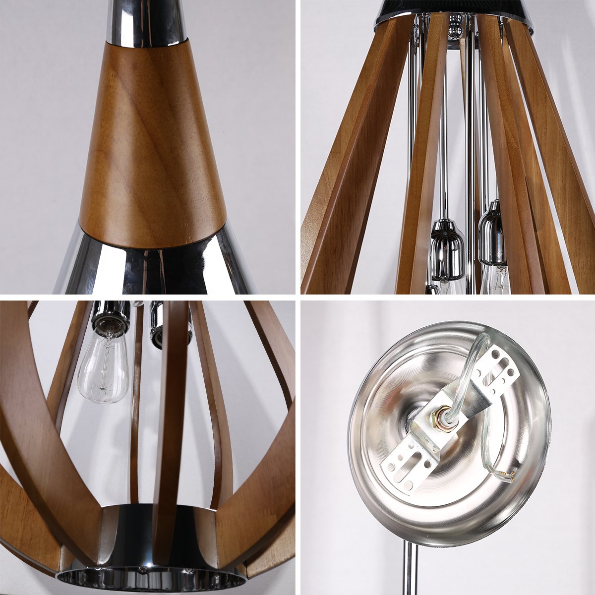 BONITO 3-Light Timber Round Dark Brown E27 Modern Chandelier Lights - 7Pandas Australia