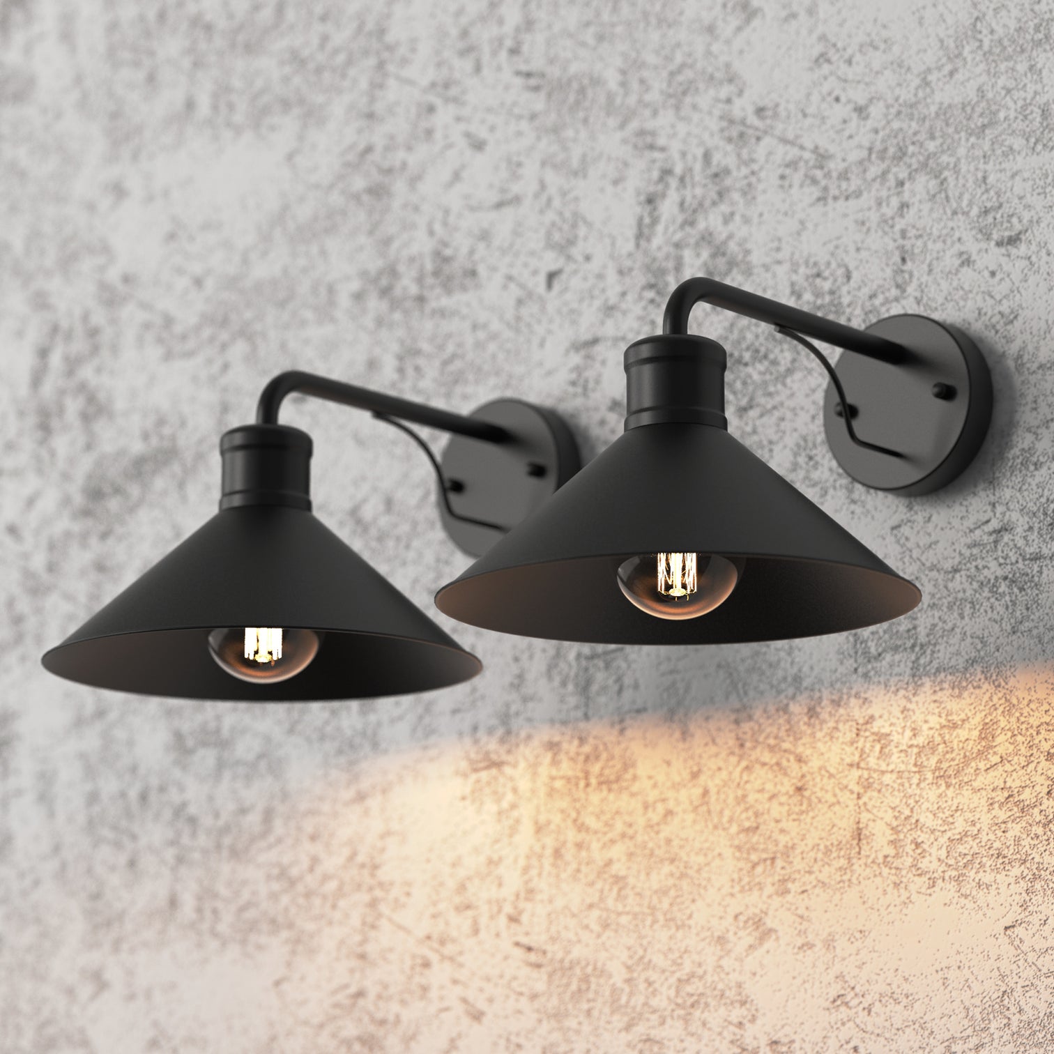 DOBLIN 2PACK Outdoor Wall Sconce Matt Black E27 IP44 - 7Pandas Australia