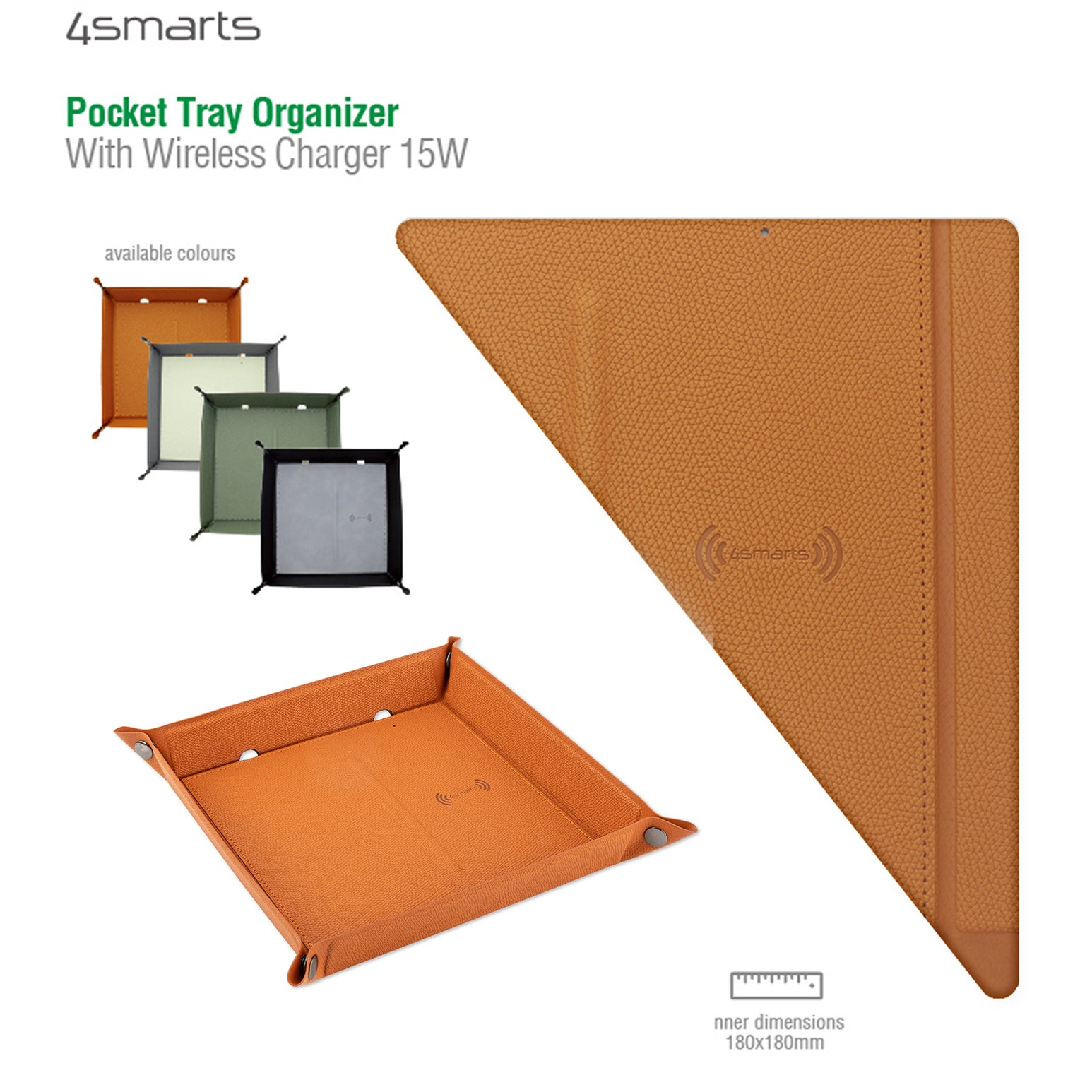 Italian leather Design Pocket Tray Organizer with Wireless Charger 15W - 7Pandas Australia