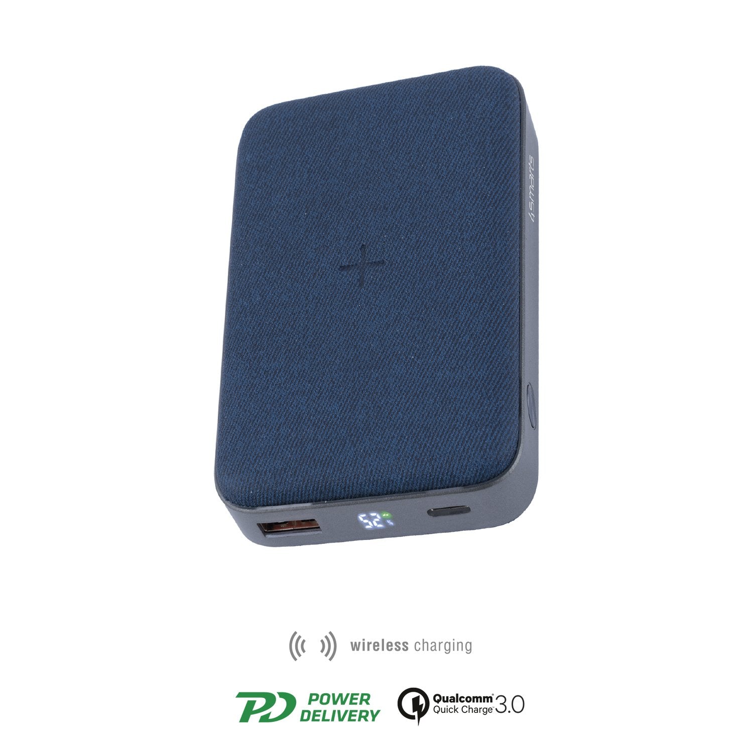 Wireless Inductive Power Bank VoltHub Ultimate 10000 mAh with PD, Qi and Quick Charge Blue/Grey - 7Pandas Australia